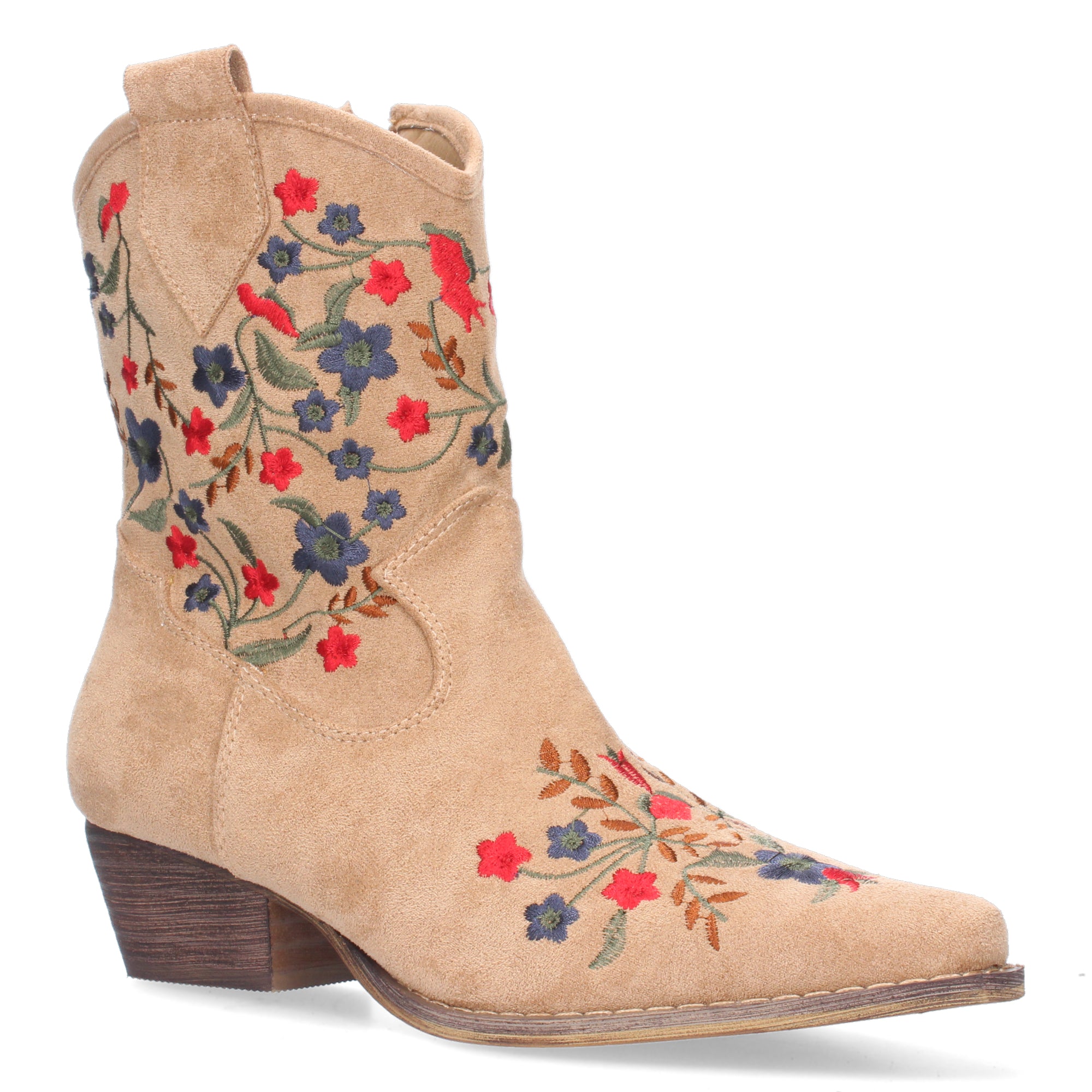 Botin Floral De Tacon Para Mujer