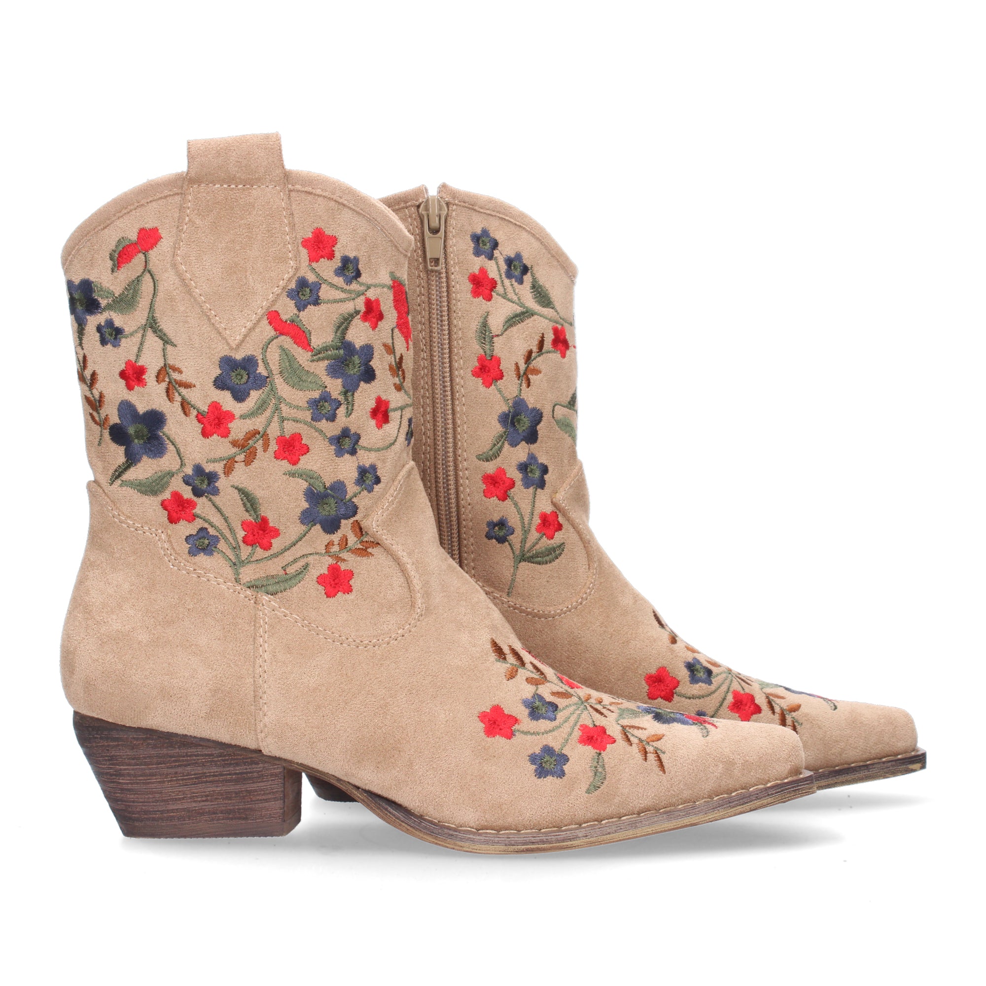 Botin Floral De Tacon Para Mujer