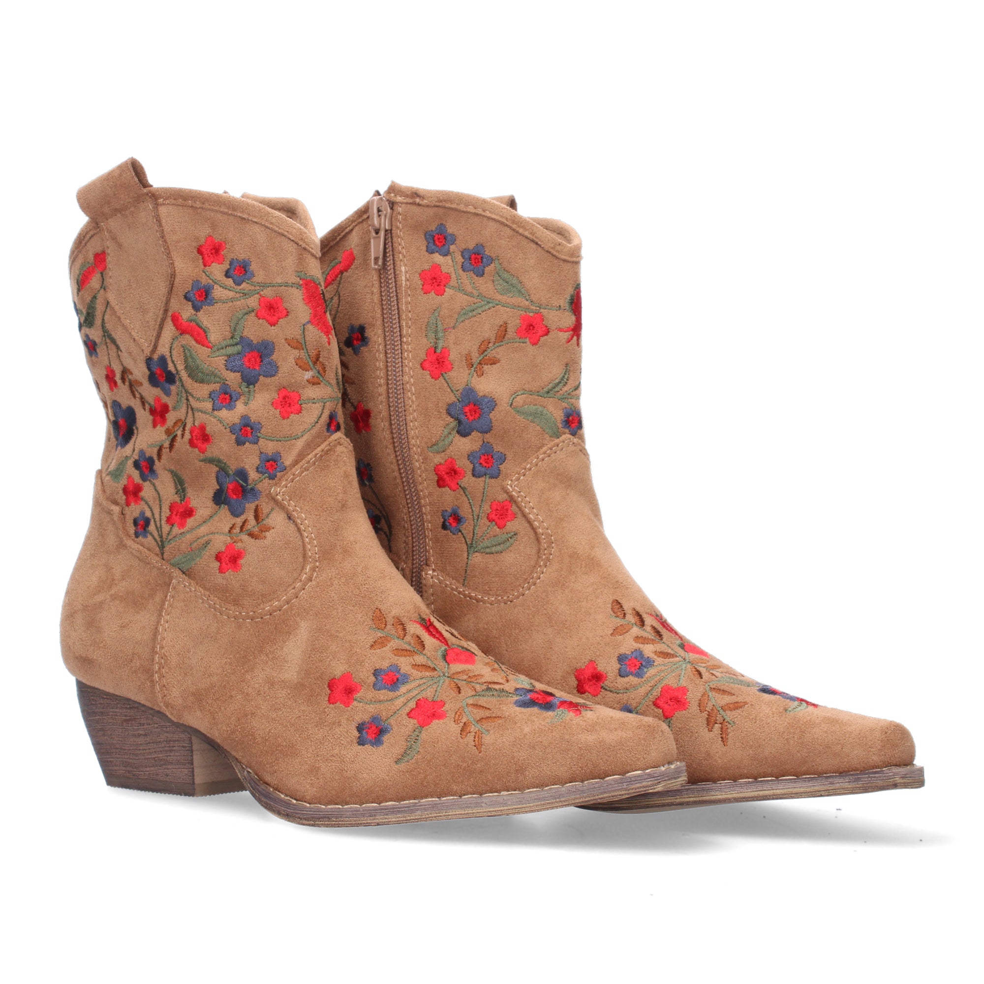 Botin Floral De Tacon Para Mujer
