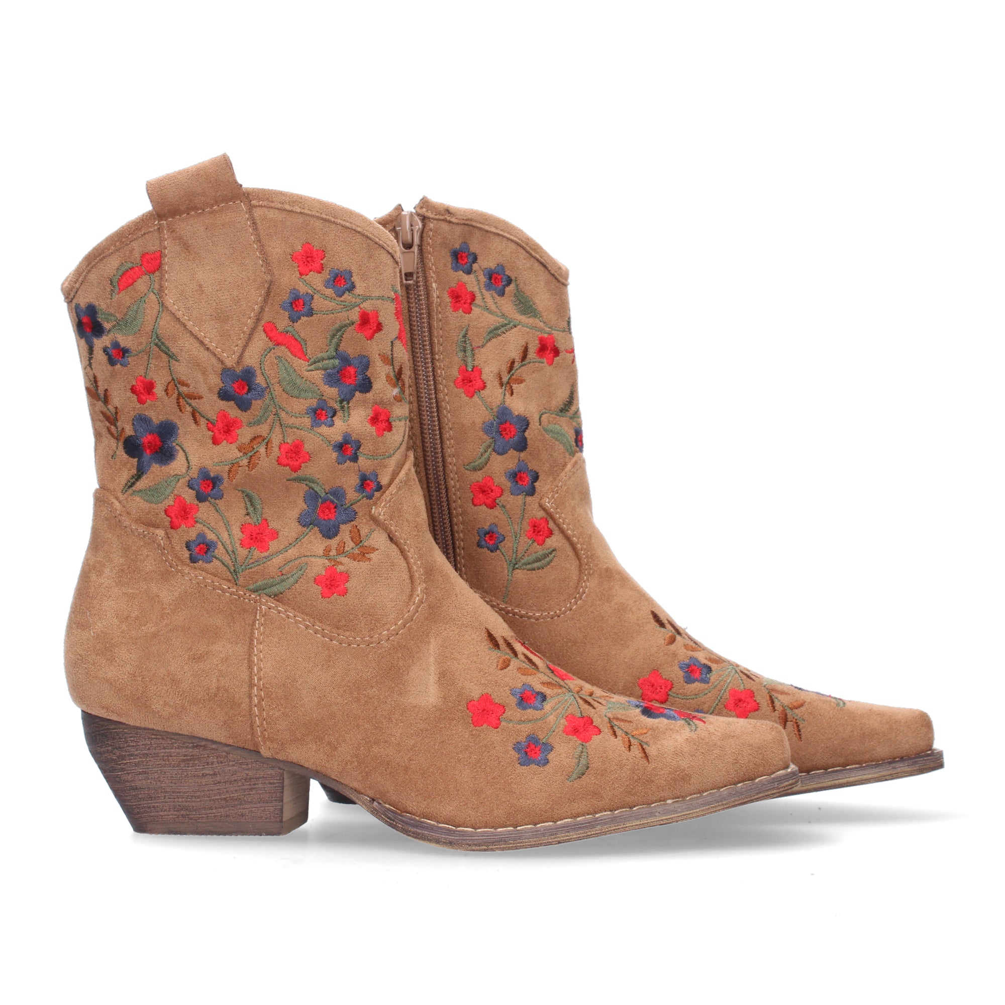 Botin Floral De Tacon Para Mujer