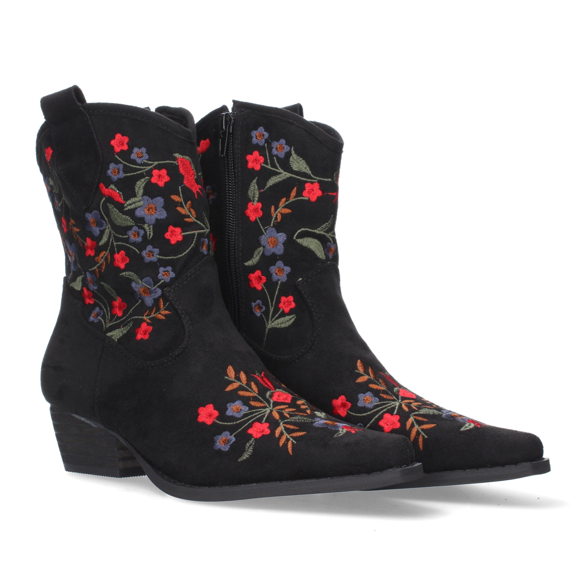 Botin Floral De Tacon Para Mujer