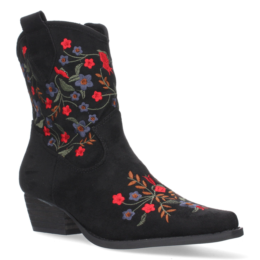 Botin Floral De Tacon Para Mujer