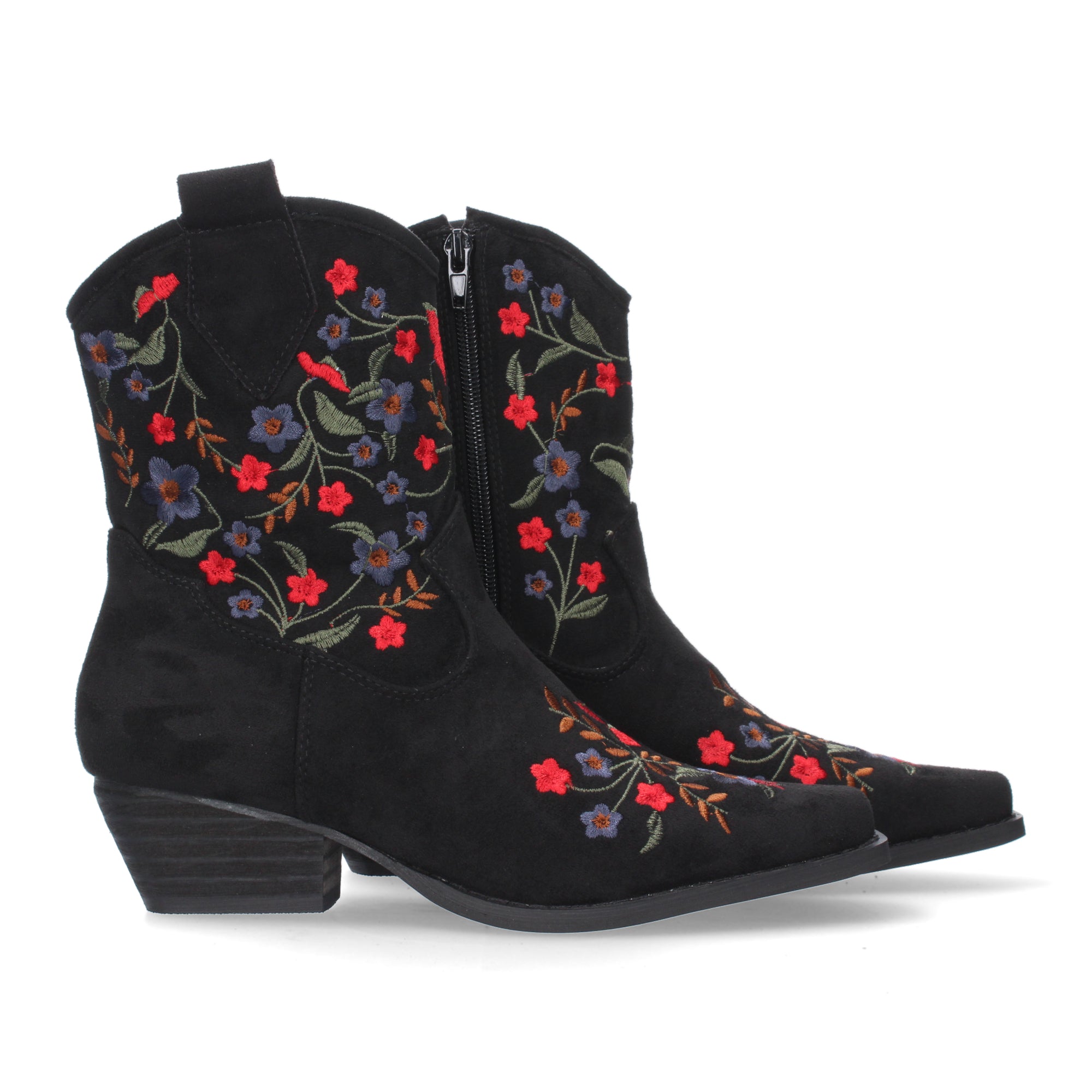 Botin Floral De Tacon Para Mujer
