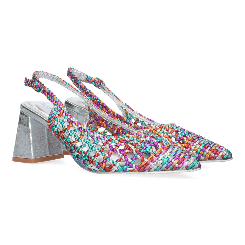 Zapato Multicolor de Salon de Tacon Ancho para Mujer
