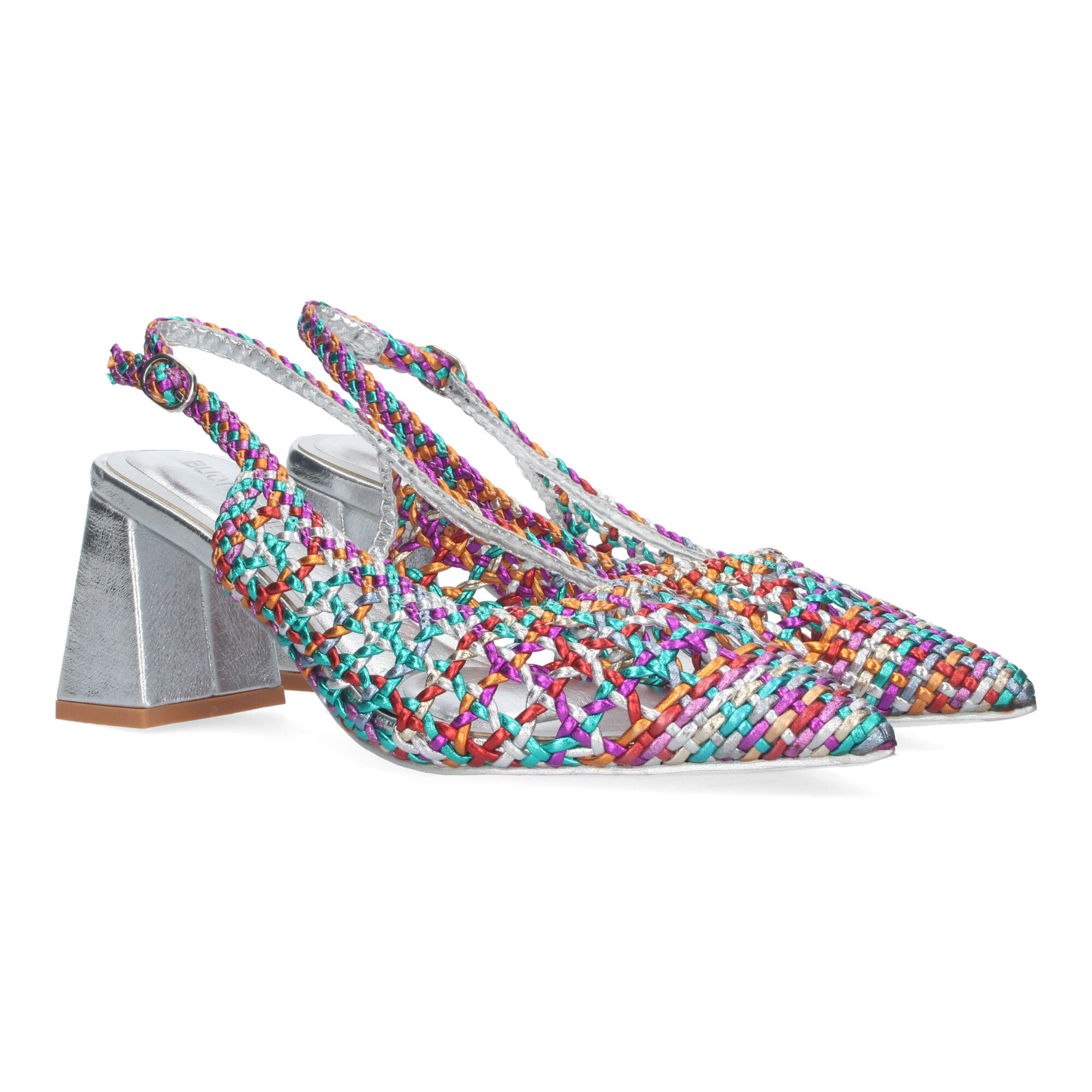 Zapato Multicolor de Salon de Tacon Ancho para Mujer