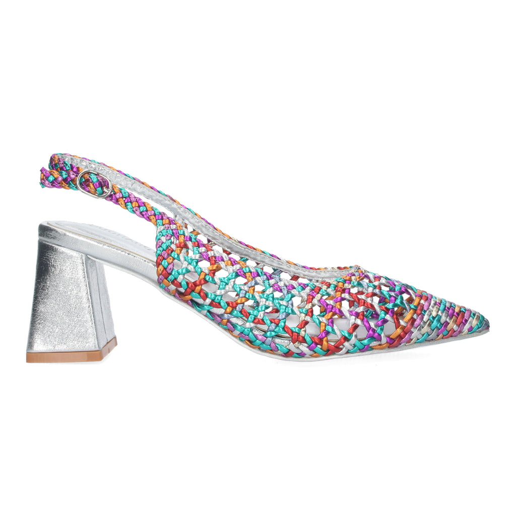 Zapato Multicolor de Salon de Tacon Ancho para Mujer