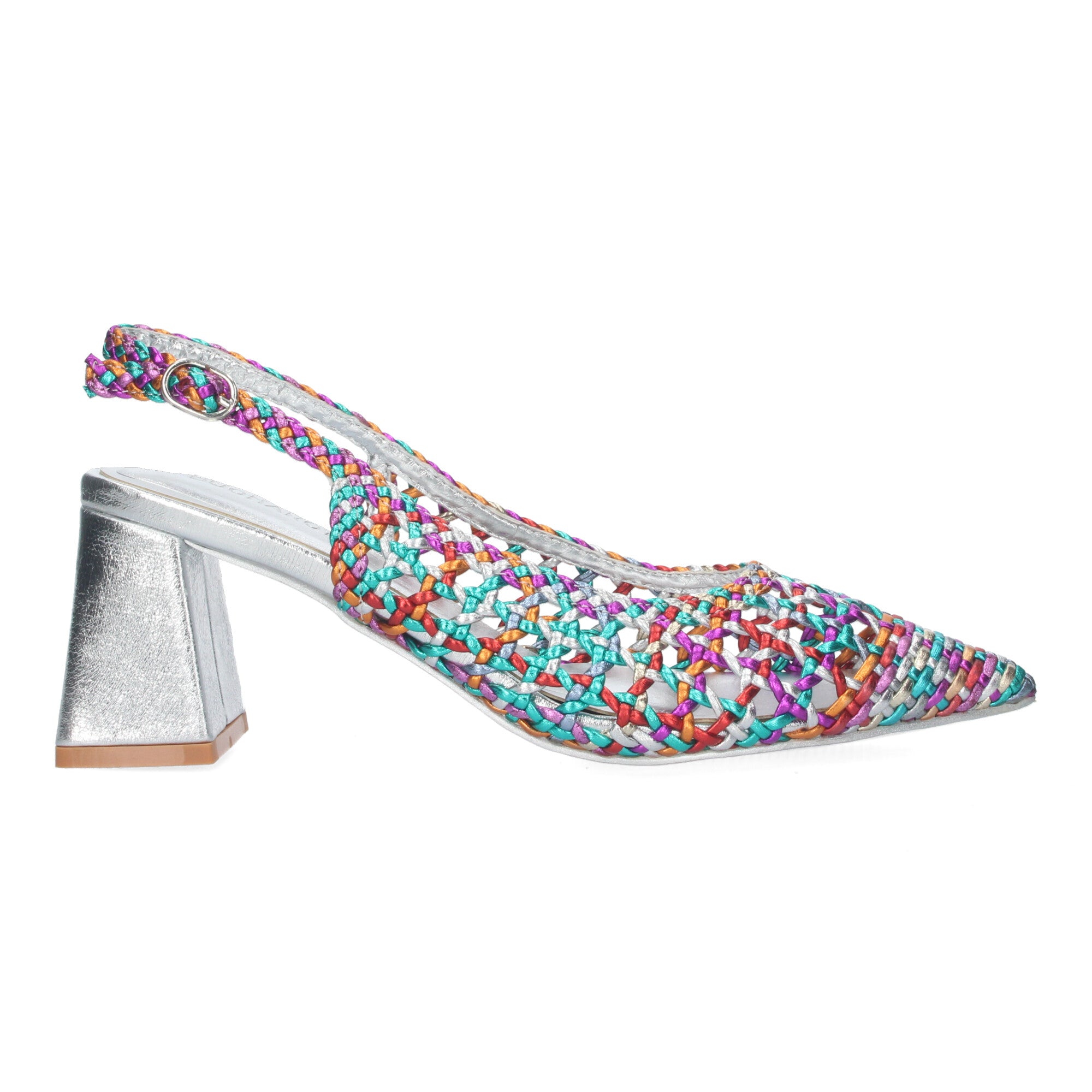 Zapato Multicolor de Salon de Tacon Ancho para Mujer
