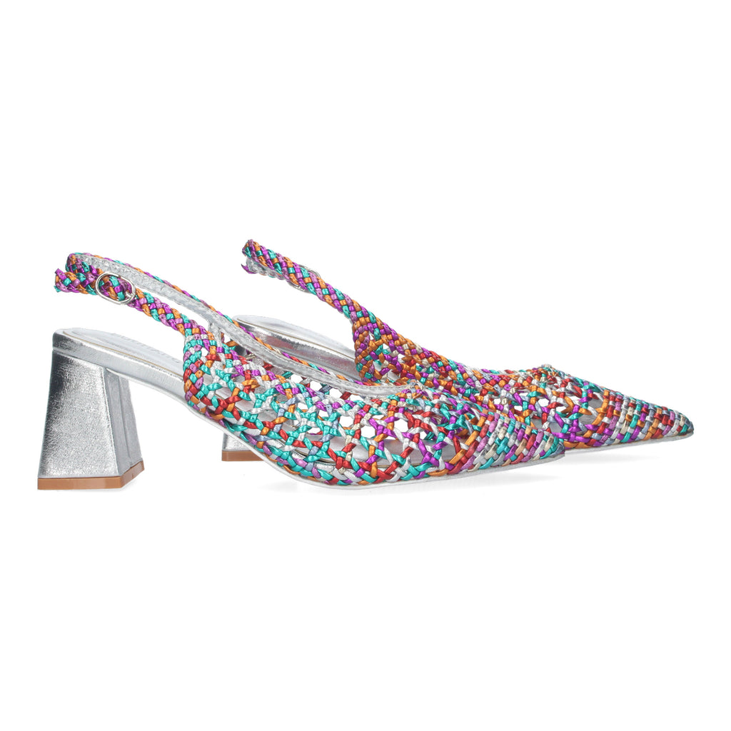 Zapato Multicolor de Salon de Tacon Ancho para Mujer