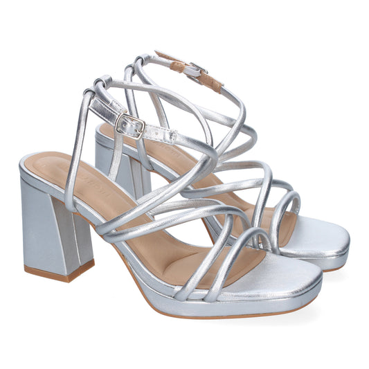 Cyrena Summer Chic – Sandalia de Tacón para Mujer con Tiras en el Empeine y Cierre de Hebilla