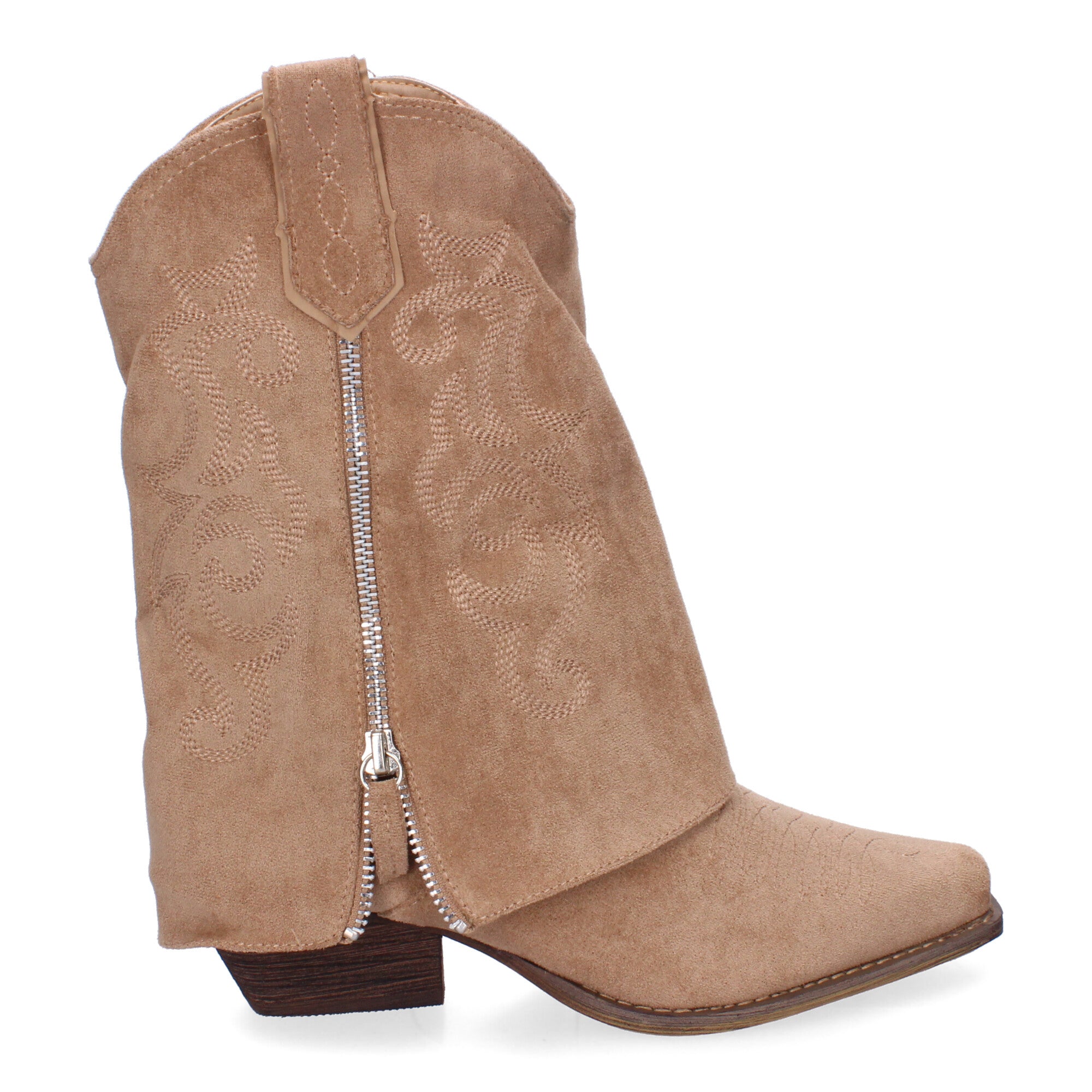 Botas de Tacón Cowboy con Polaina y Bordados Elegantes para Mujer
