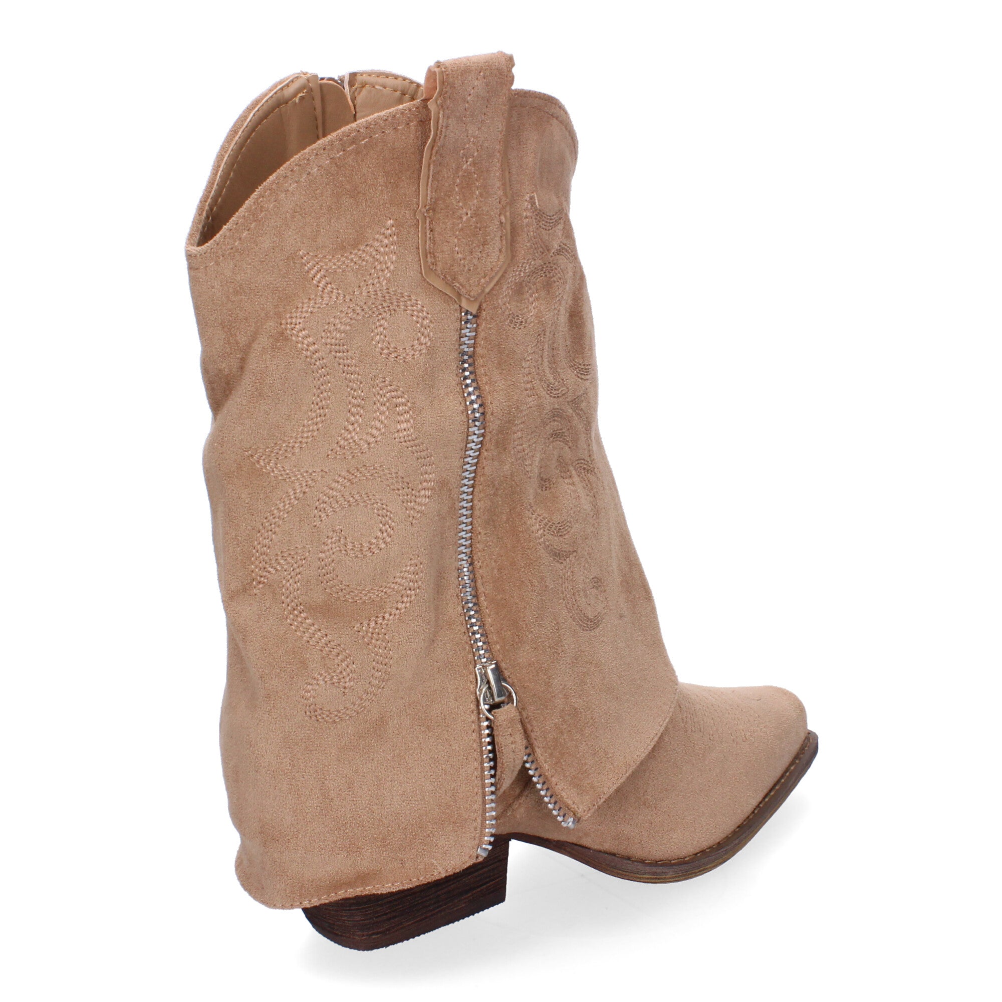Botas de Tacón Cowboy con Polaina y Bordados Elegantes para Mujer