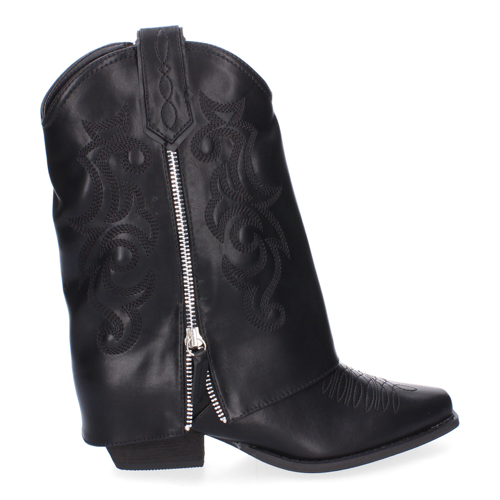 Botas de Tacón Cowboy con Polaina y Bordado Elegante para Mujer
