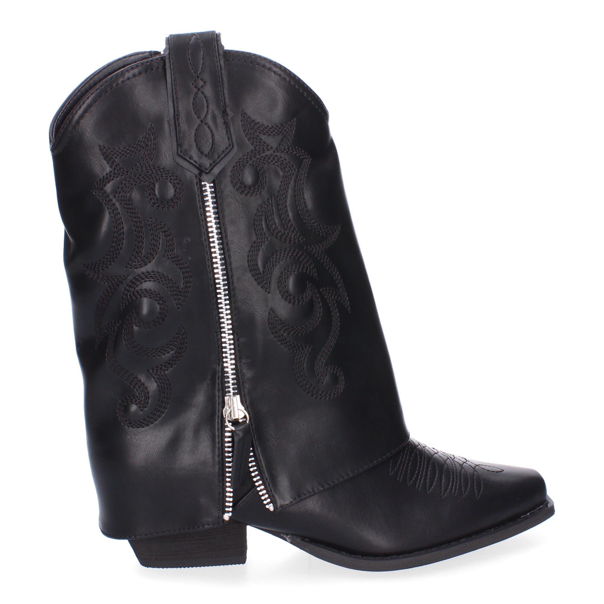 Botas de Tacón Cowboy con Polaina y Bordado Elegante para Mujer