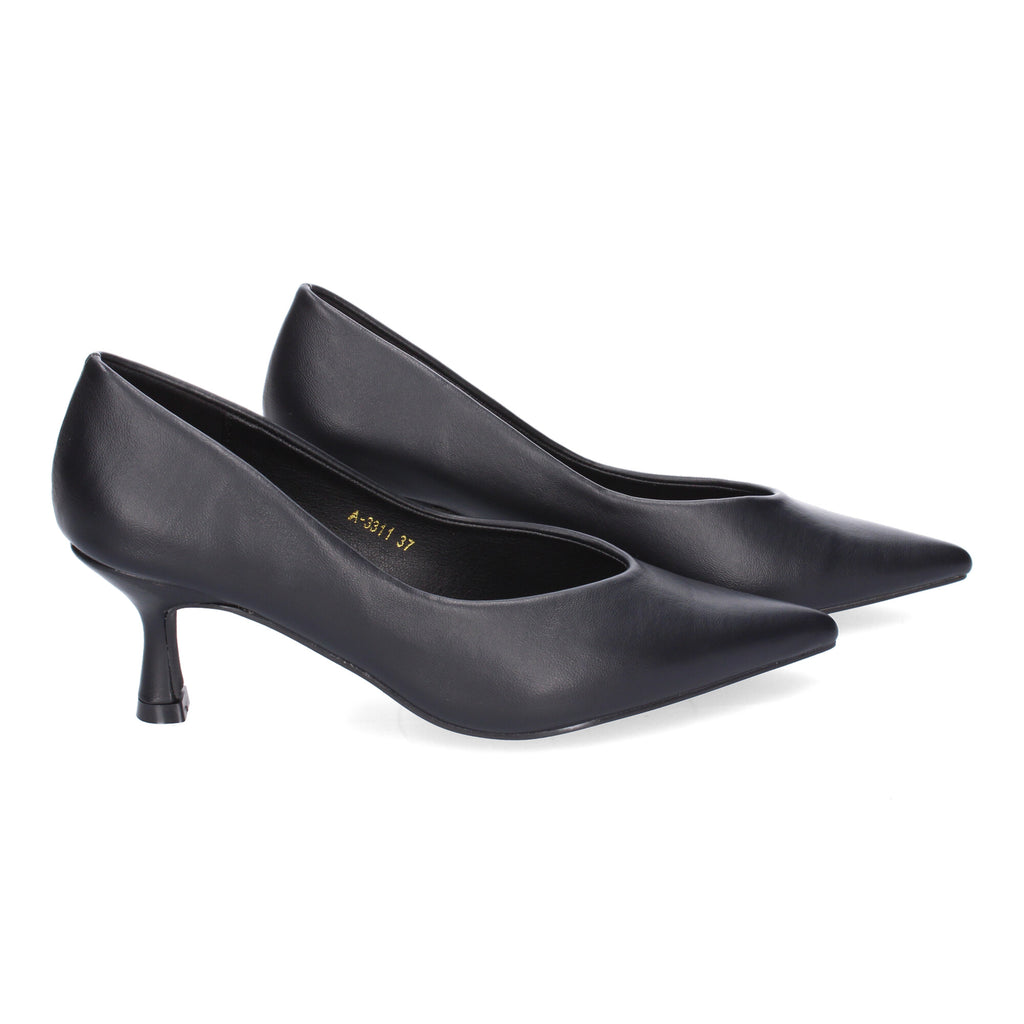 Zapato Negro de Salon de Tacon Y Punta Fina para Mujer