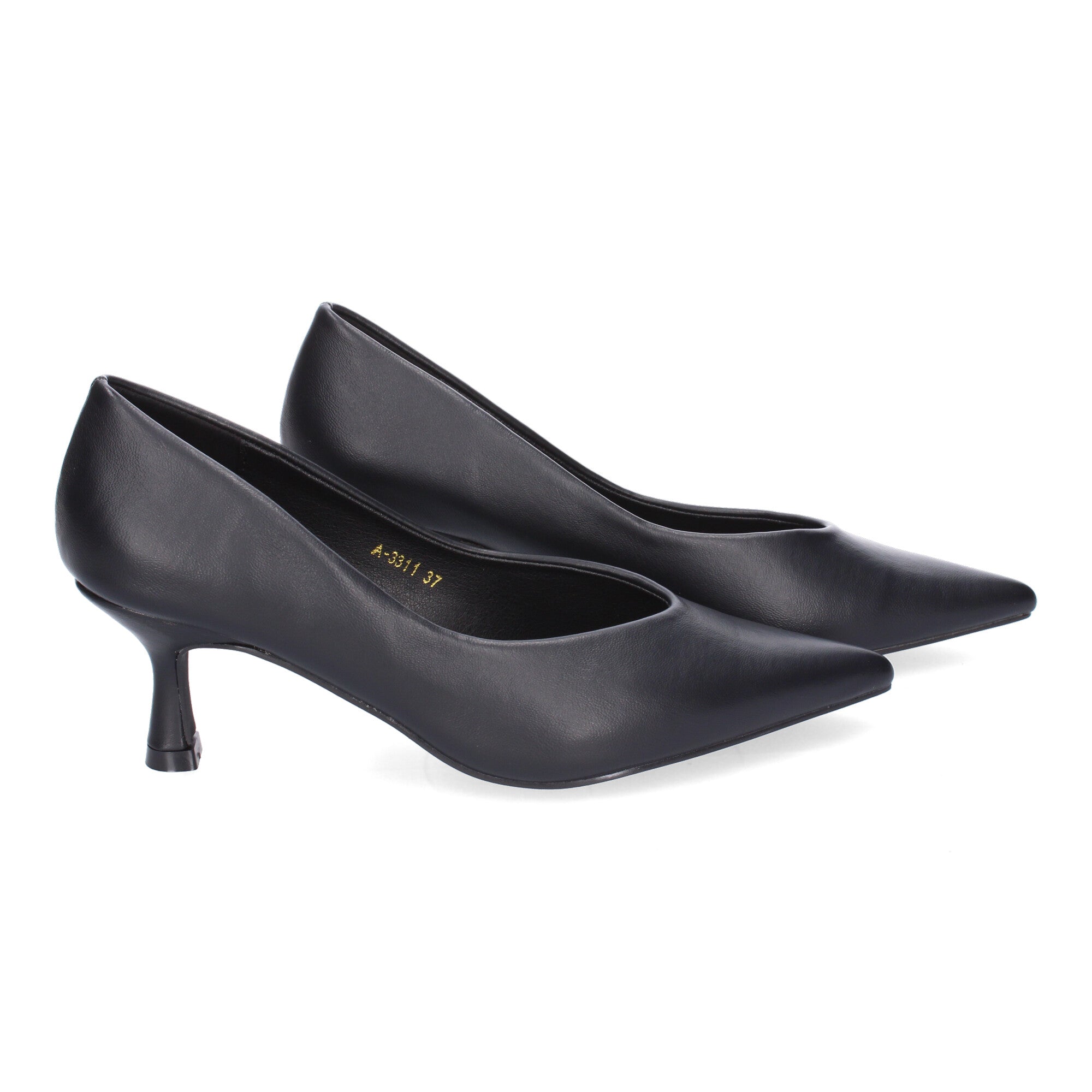 Zapato Negro de Salon de Tacon Y Punta Fina para Mujer