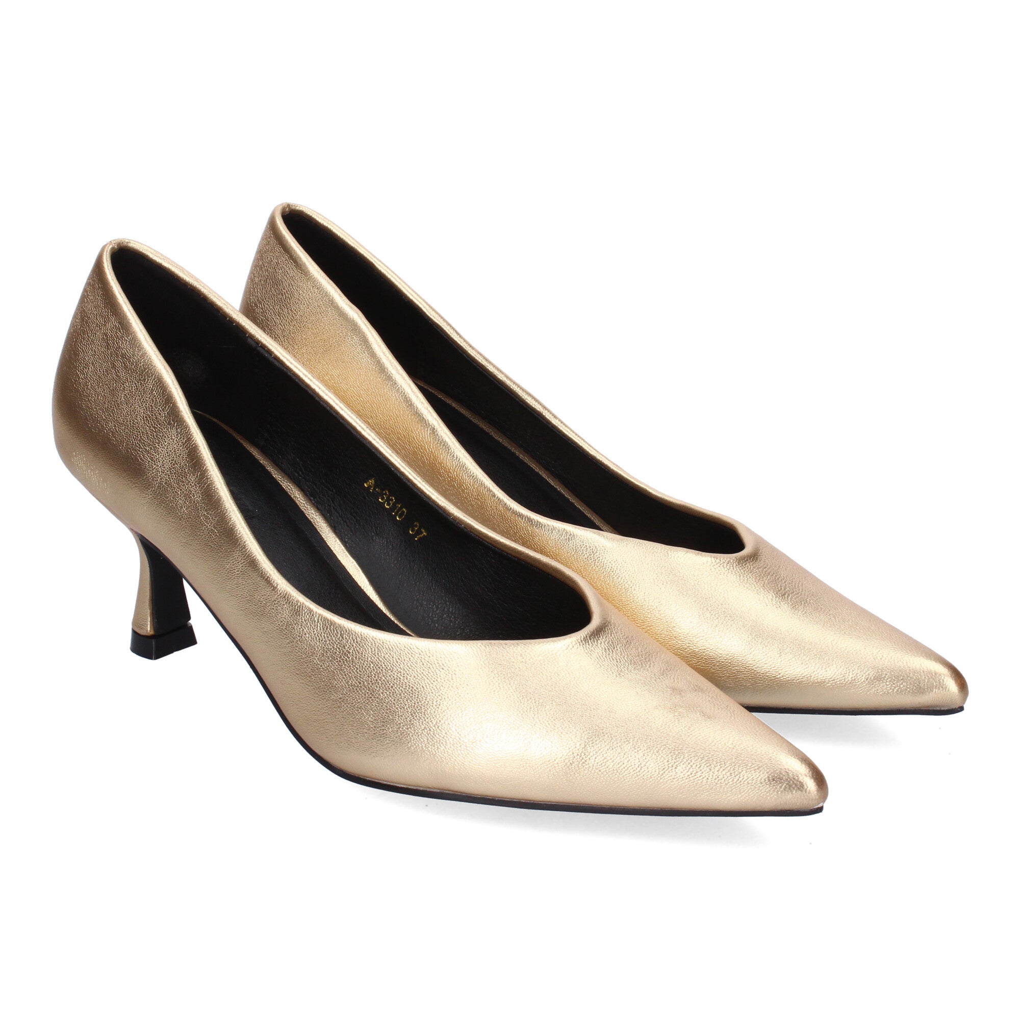 Zapato Dorado de Salon de Tacon Y Punta Fina para Mujer