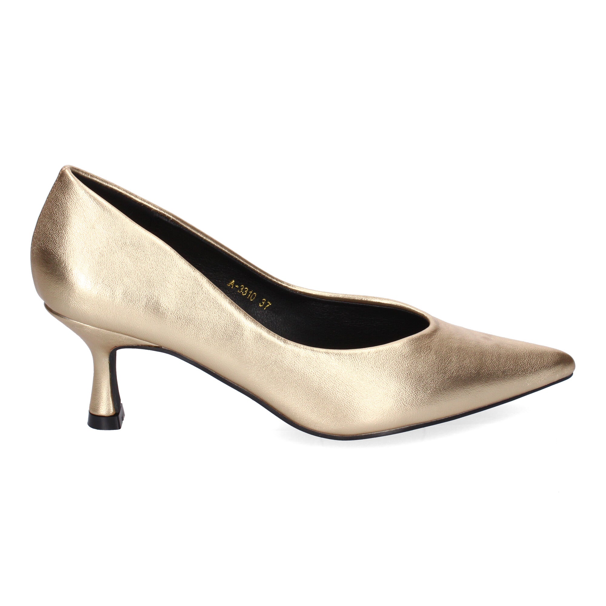 Zapato Dorado de Salon de Tacon Y Punta Fina para Mujer