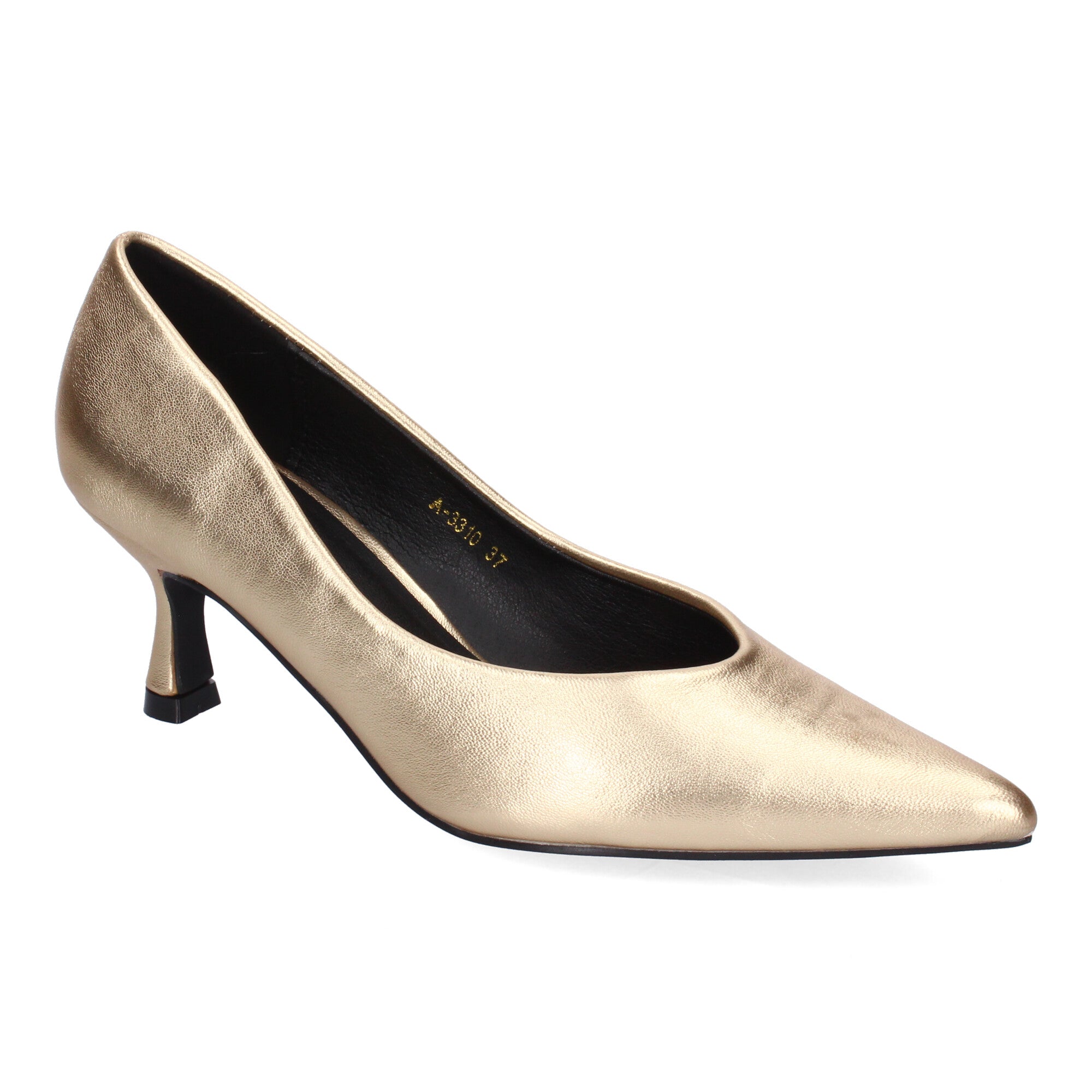 Zapato Dorado de Salon de Tacon Y Punta Fina para Mujer