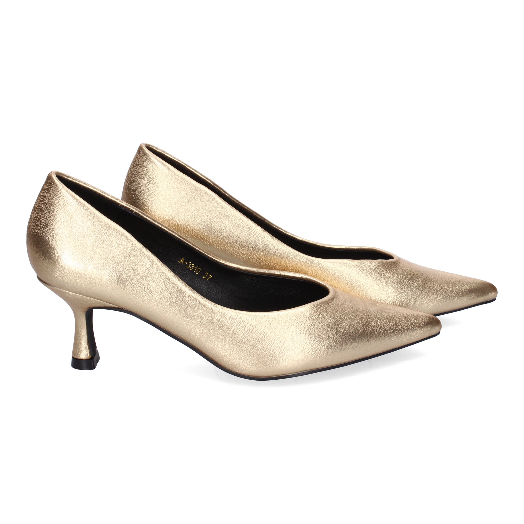 Zapato Dorado de Salon de Tacon Y Punta Fina para Mujer