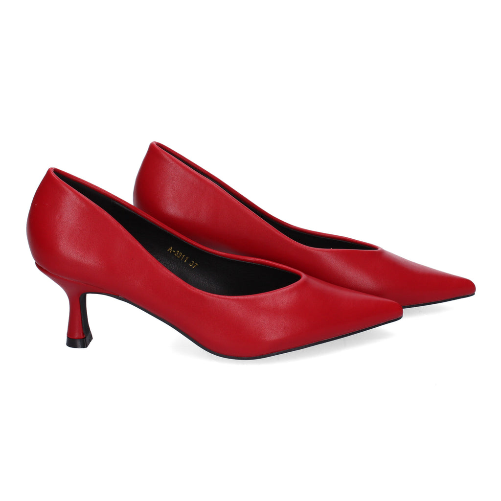 Zapato Rojo de Salon de Tacon Y Punta Fina para Mujer