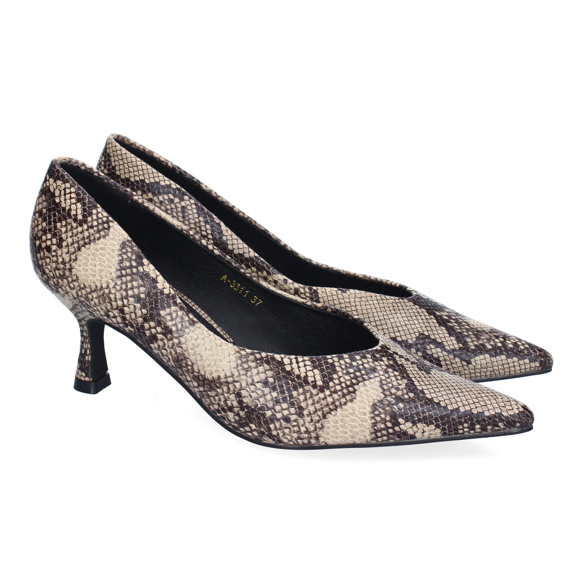 Zapato Serpiente de Salon Elegante de Tacon Bajo Y Punta Fina para Mujer