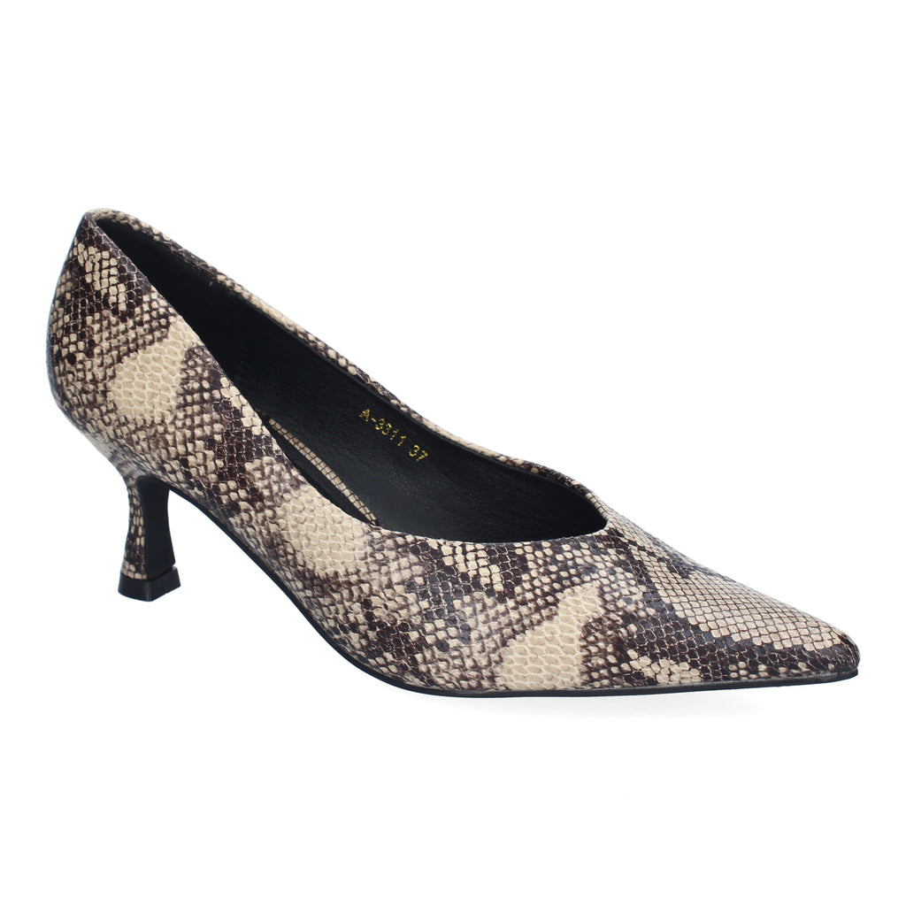 Zapato Serpiente de Salon Elegante de Tacon Bajo Y Punta Fina para Mujer
