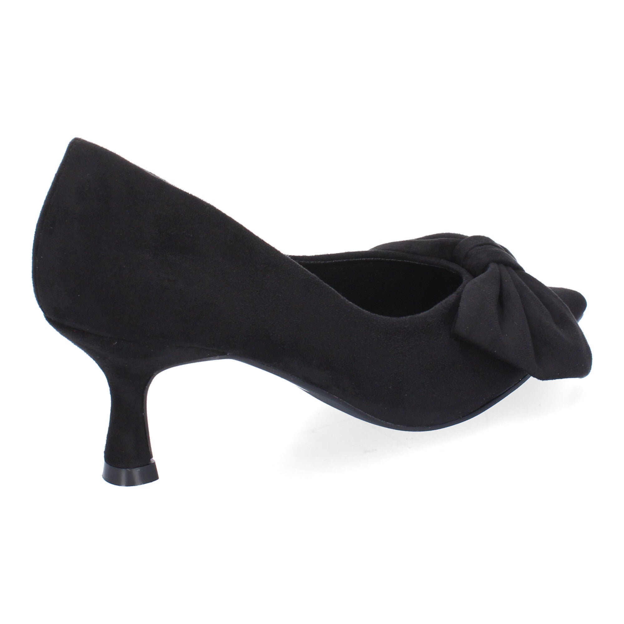 Zapato Negro de Salon Elegante de Tacon Bajo Con Lazo Y Punta Fina para Mujer
