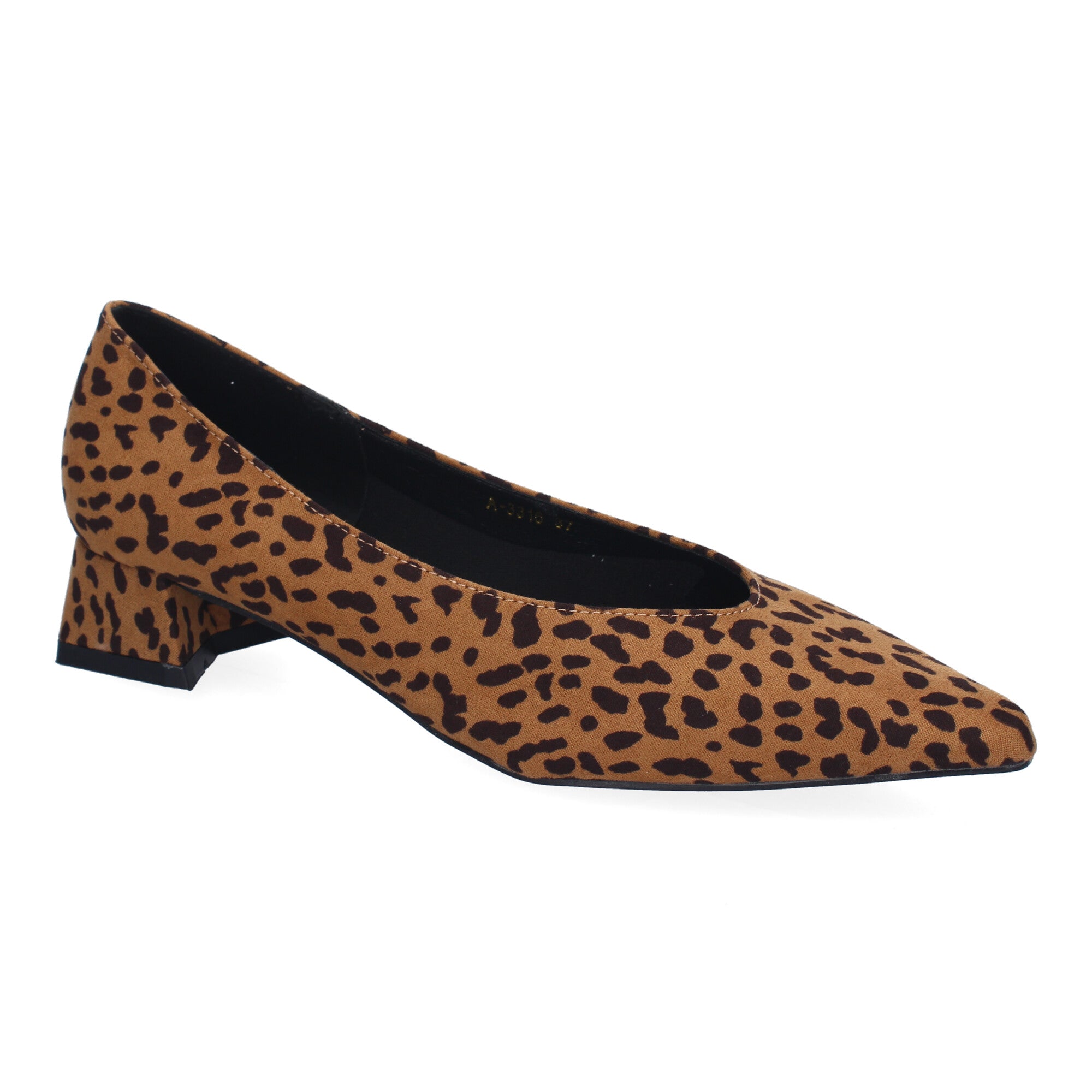 Zapato Leopardo de Salon Elegante Y Clasico de Tacon Ancho Y Punta Fina para Mujer