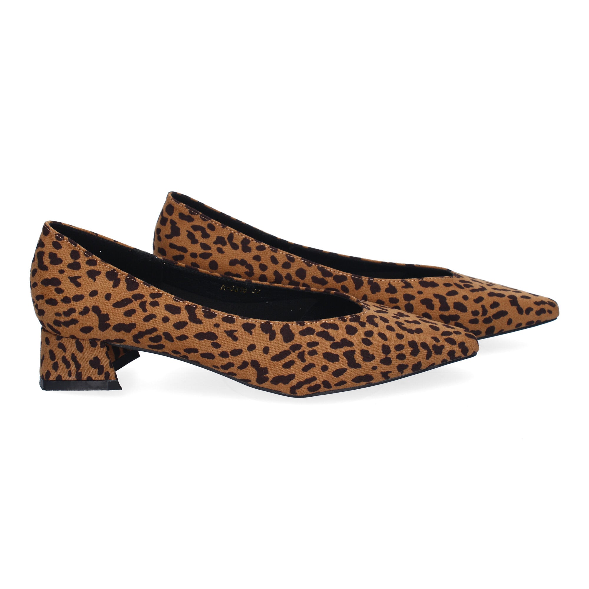 Zapato Leopardo de Salon Elegante Y Clasico de Tacon Ancho Y Punta Fina para Mujer