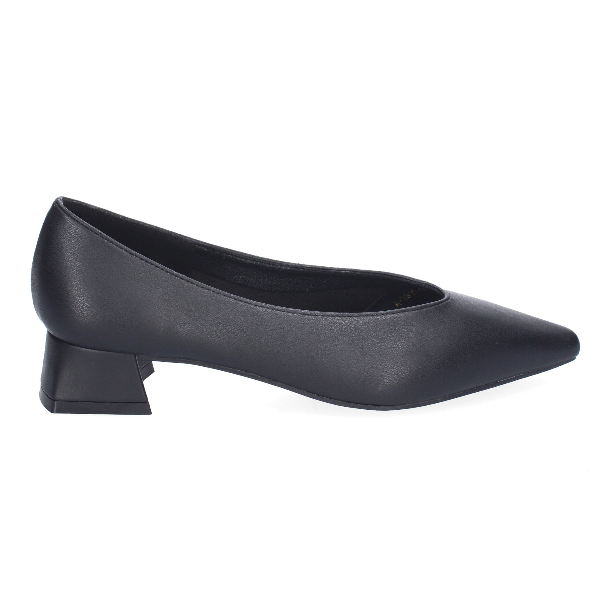 Zapato Negro de Salon Elegante Y Clasico de Tacon Ancho Y Punta Fina para Mujer