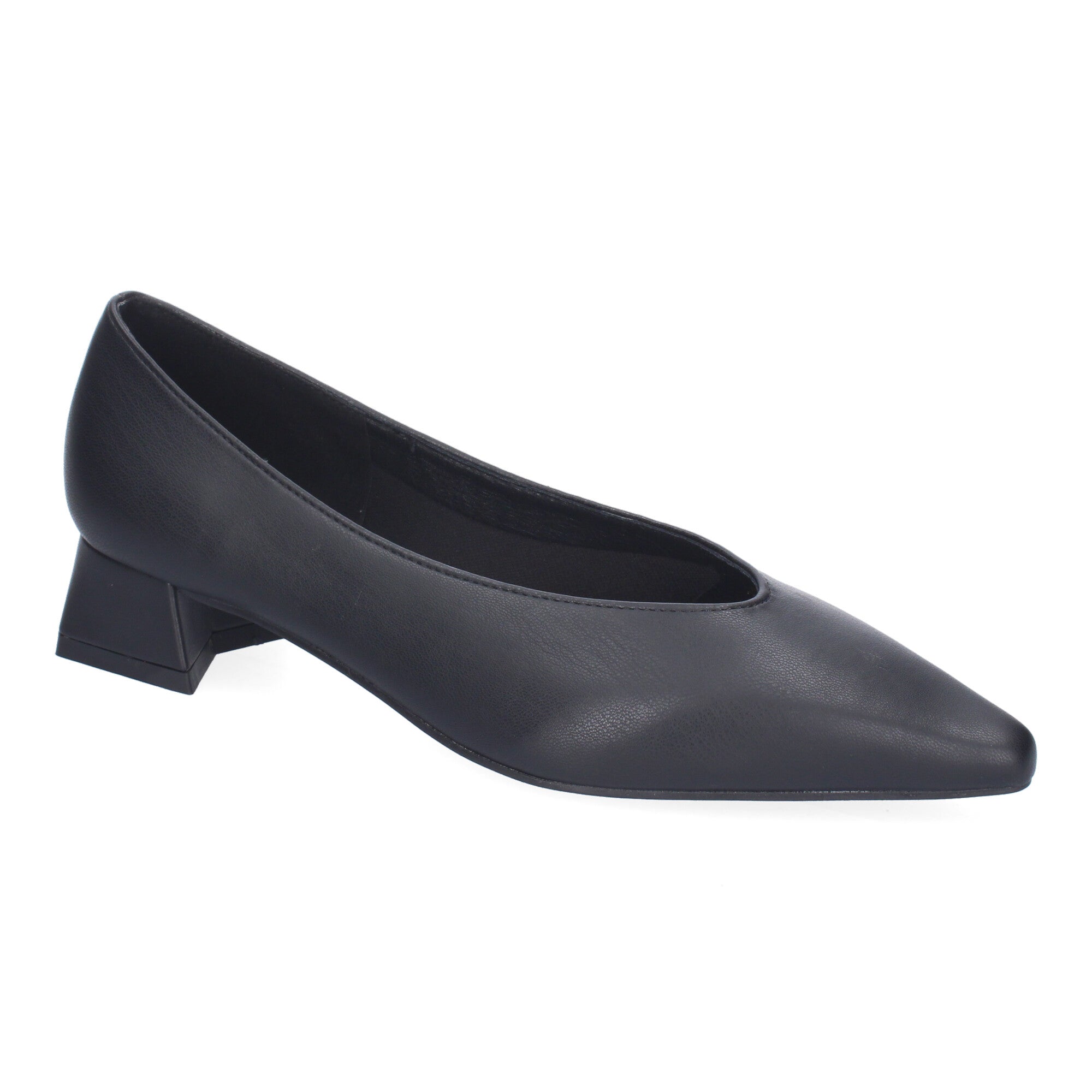 Zapato Negro de Salon Elegante Y Clasico de Tacon Ancho Y Punta Fina para Mujer