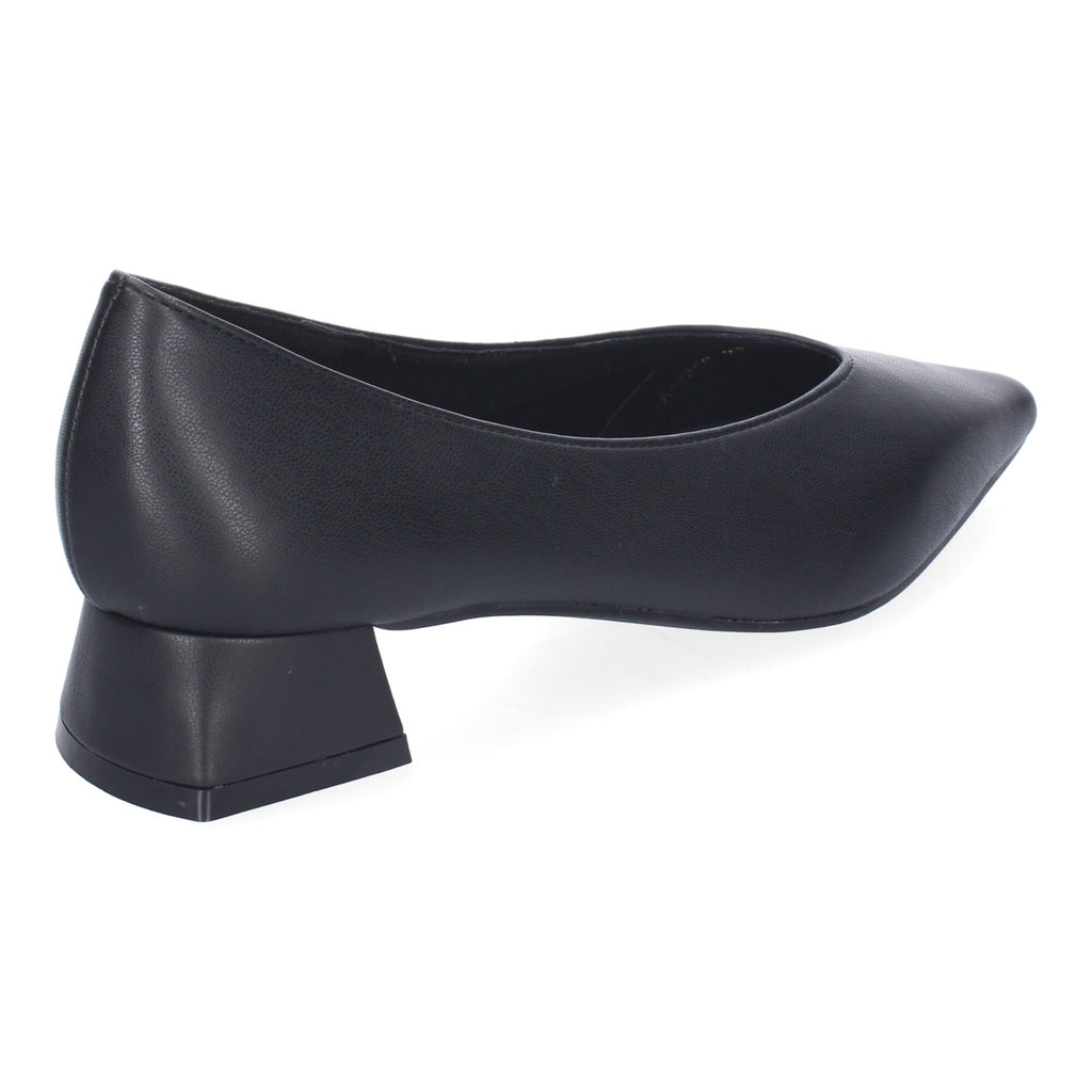 Zapato Negro de Salon Elegante Y Clasico de Tacon Ancho Y Punta Fina para Mujer