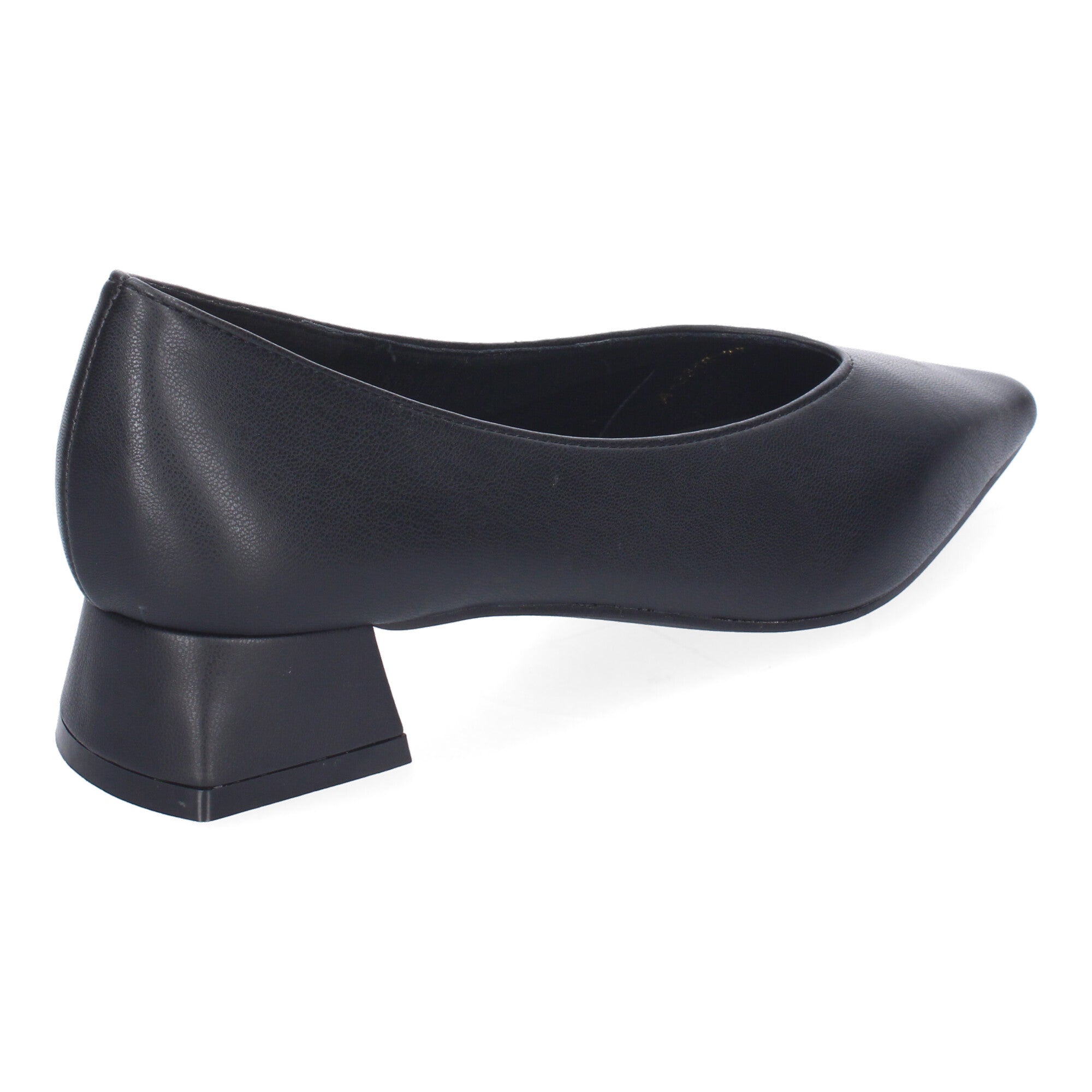 Zapato Negro de Salon Elegante Y Clasico de Tacon Ancho Y Punta Fina para Mujer