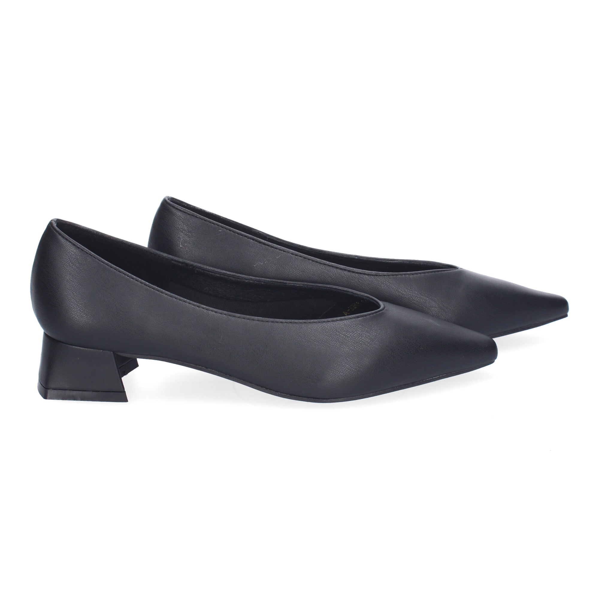 Zapato Negro de Salon Elegante Y Clasico de Tacon Ancho Y Punta Fina para Mujer