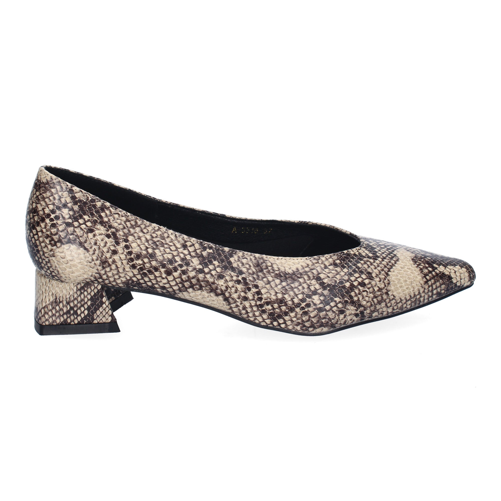 Zapato Serpiente de Salon Elegante Y Clasico de Tacon Ancho Y Punta Fina para Mujer