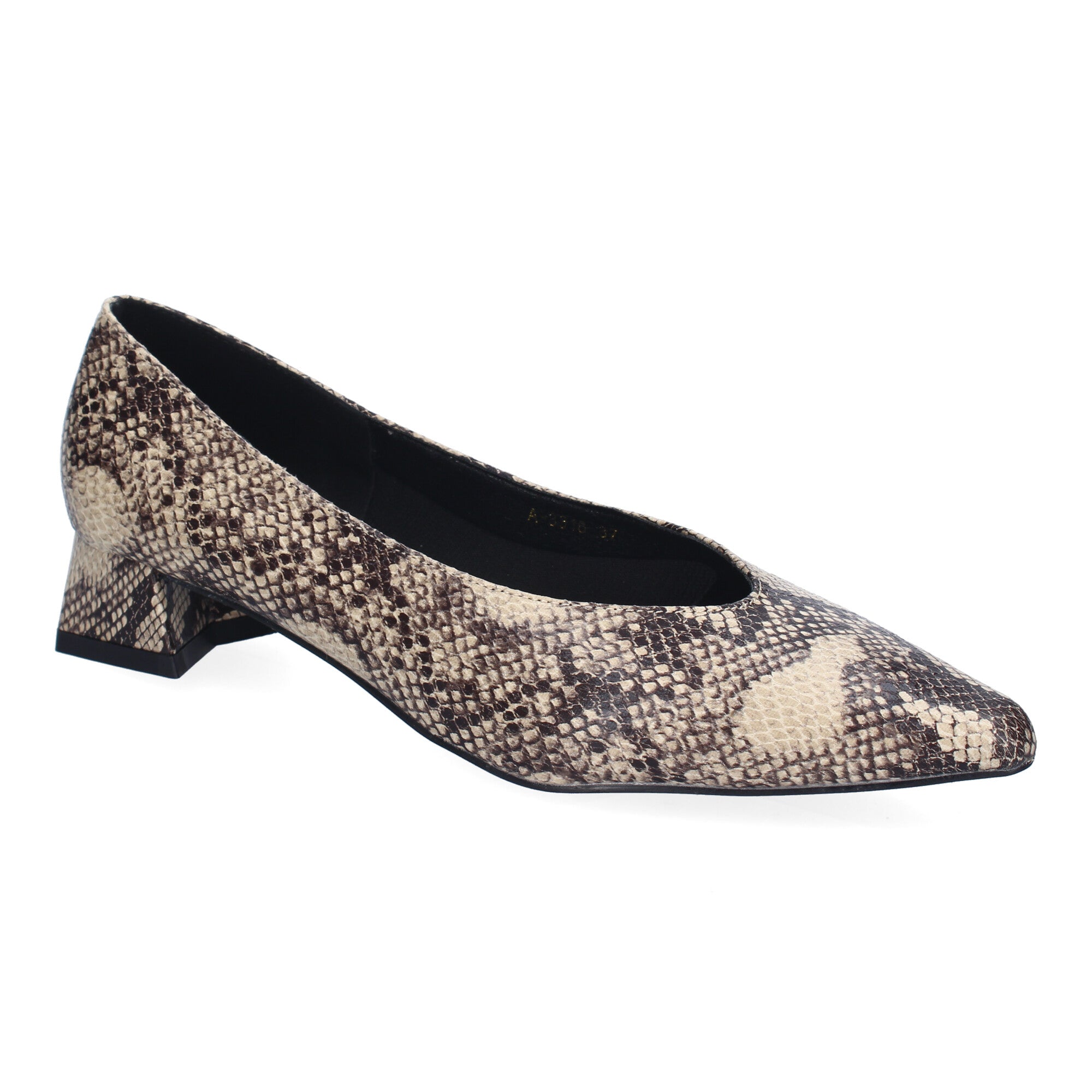 Zapato Serpiente de Salon Elegante Y Clasico de Tacon Ancho Y Punta Fina para Mujer