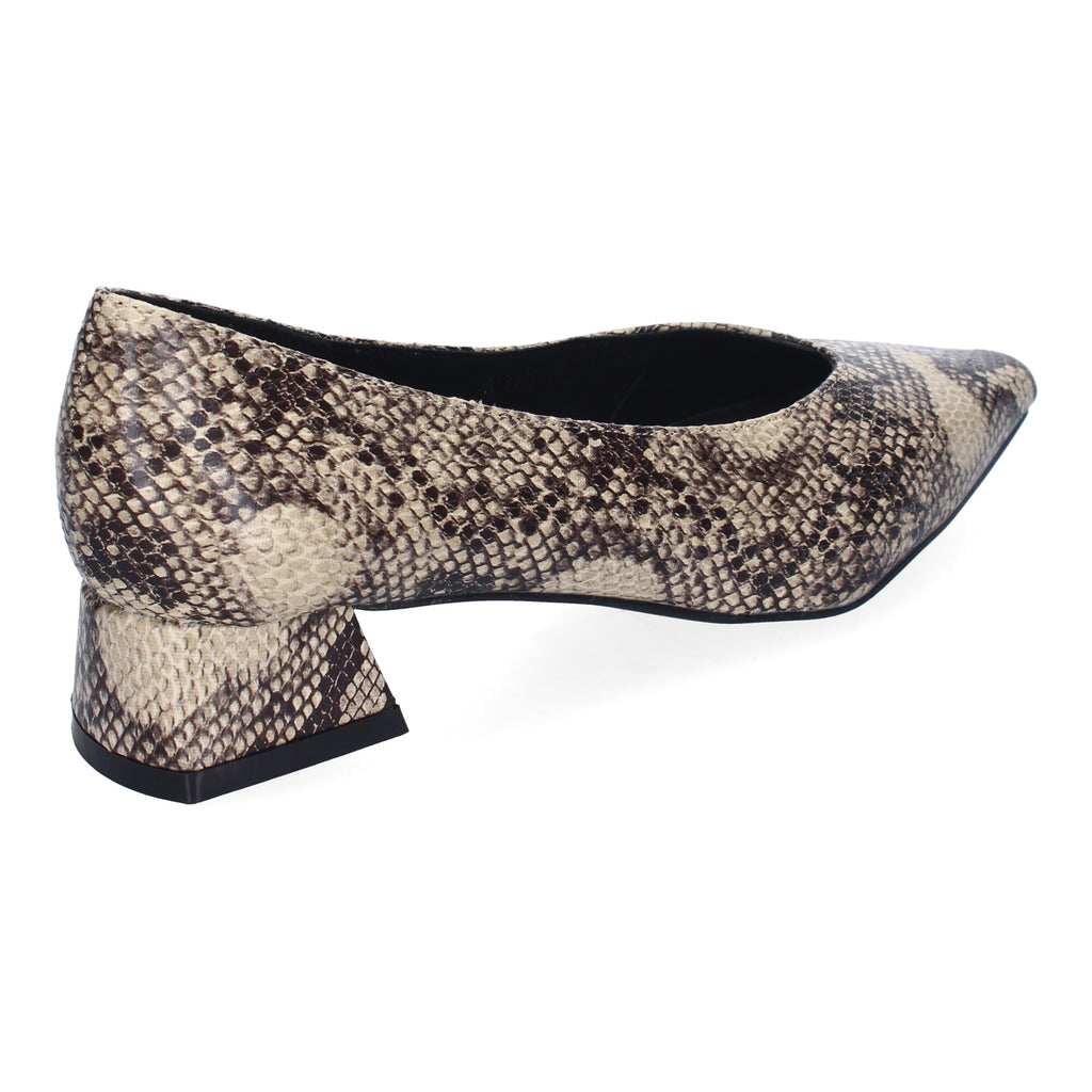 Zapato Serpiente de Salon Elegante Y Clasico de Tacon Ancho Y Punta Fina para Mujer