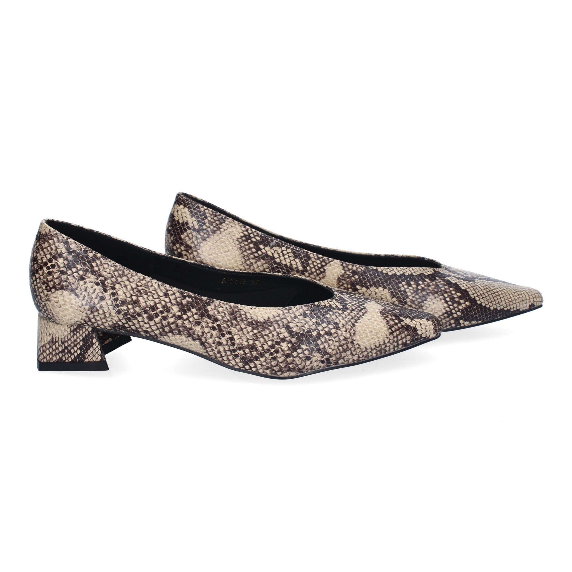 Zapato Serpiente de Salon Elegante Y Clasico de Tacon Ancho Y Punta Fina para Mujer