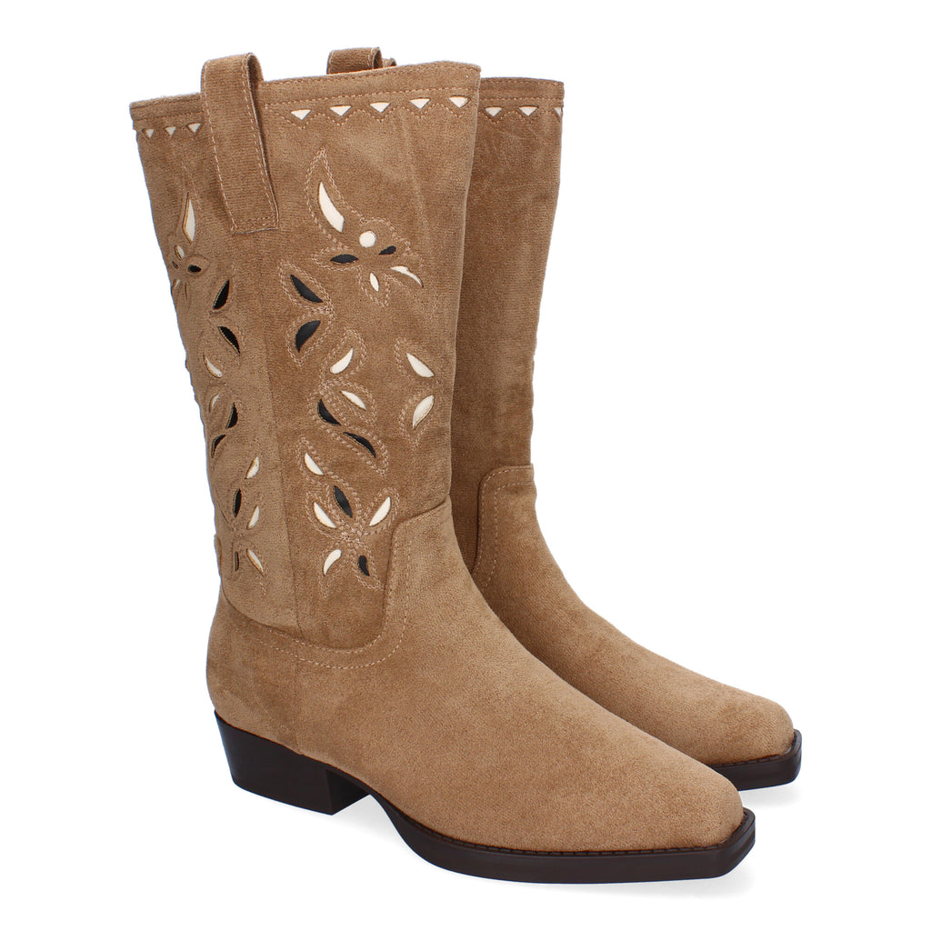 Bota Campera de Mujer con Adornos en la Caña, Cómoda y Elegante