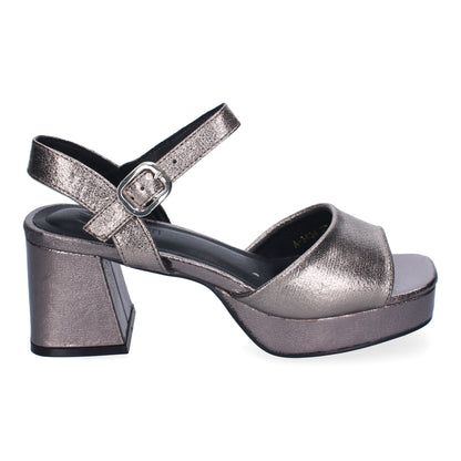 Cyrena Grey Chic – Sandalias Grises de Tacón para Mujer con Correa Ajustable y Puntera Abierta
