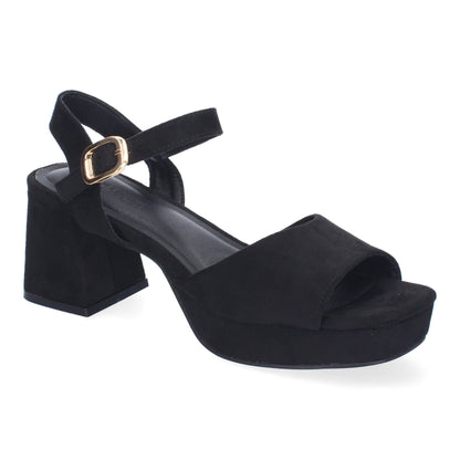 Cyrena Black Elegance – Sandalias Negras de Tacón para Mujer con Correa Ajustable y Puntera Abierta