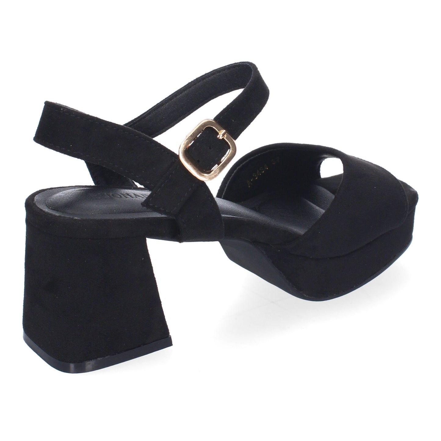 Cyrena Black Elegance – Sandalias Negras de Tacón para Mujer con Correa Ajustable y Puntera Abierta