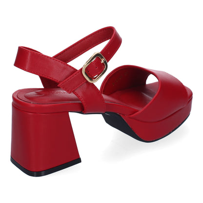 Cyrena Red Passion – Sandalias Rojas de Tacón para Mujer con Correa Ajustable y Puntera Abierta