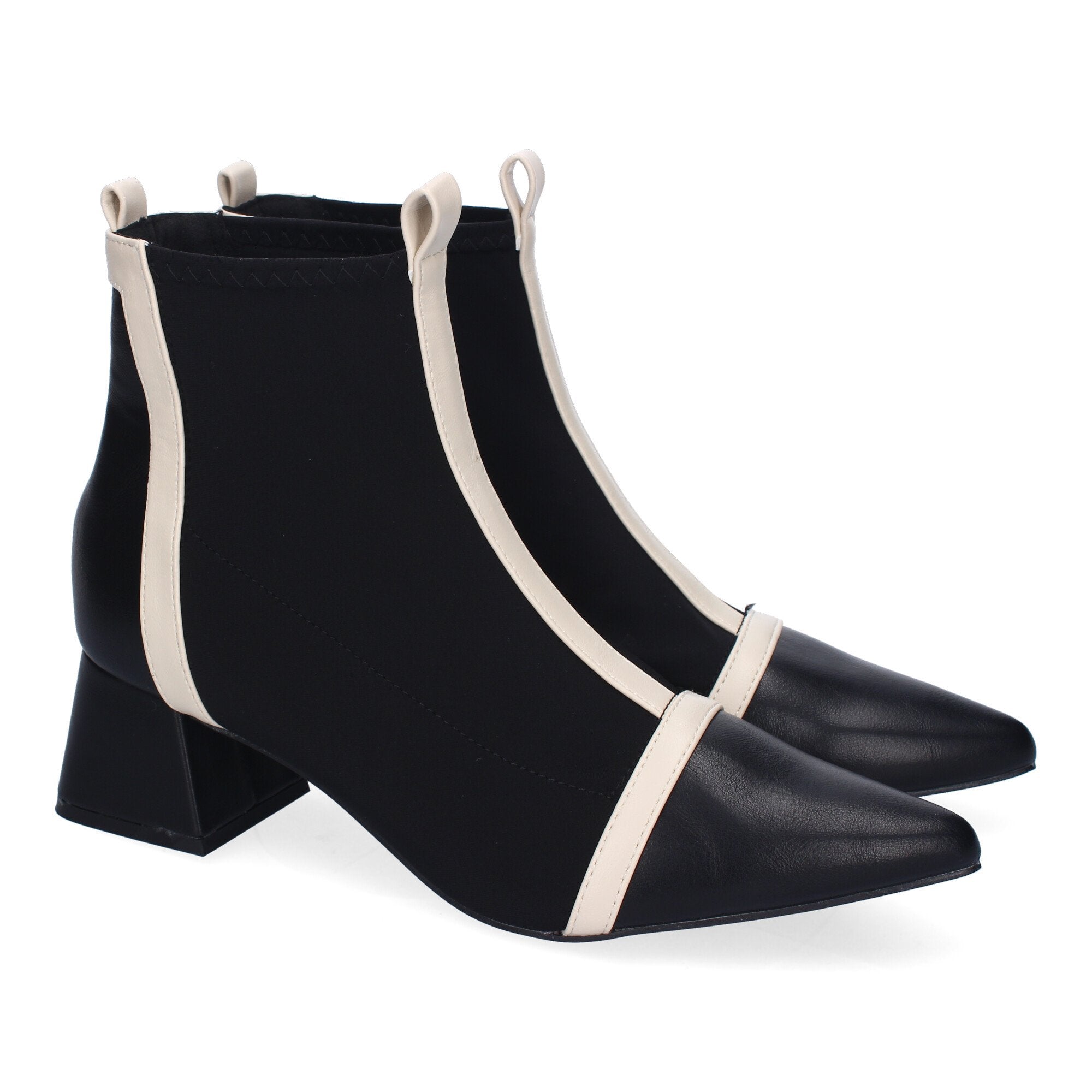 Botines De Tacón Bicolor Comodos De Mujer