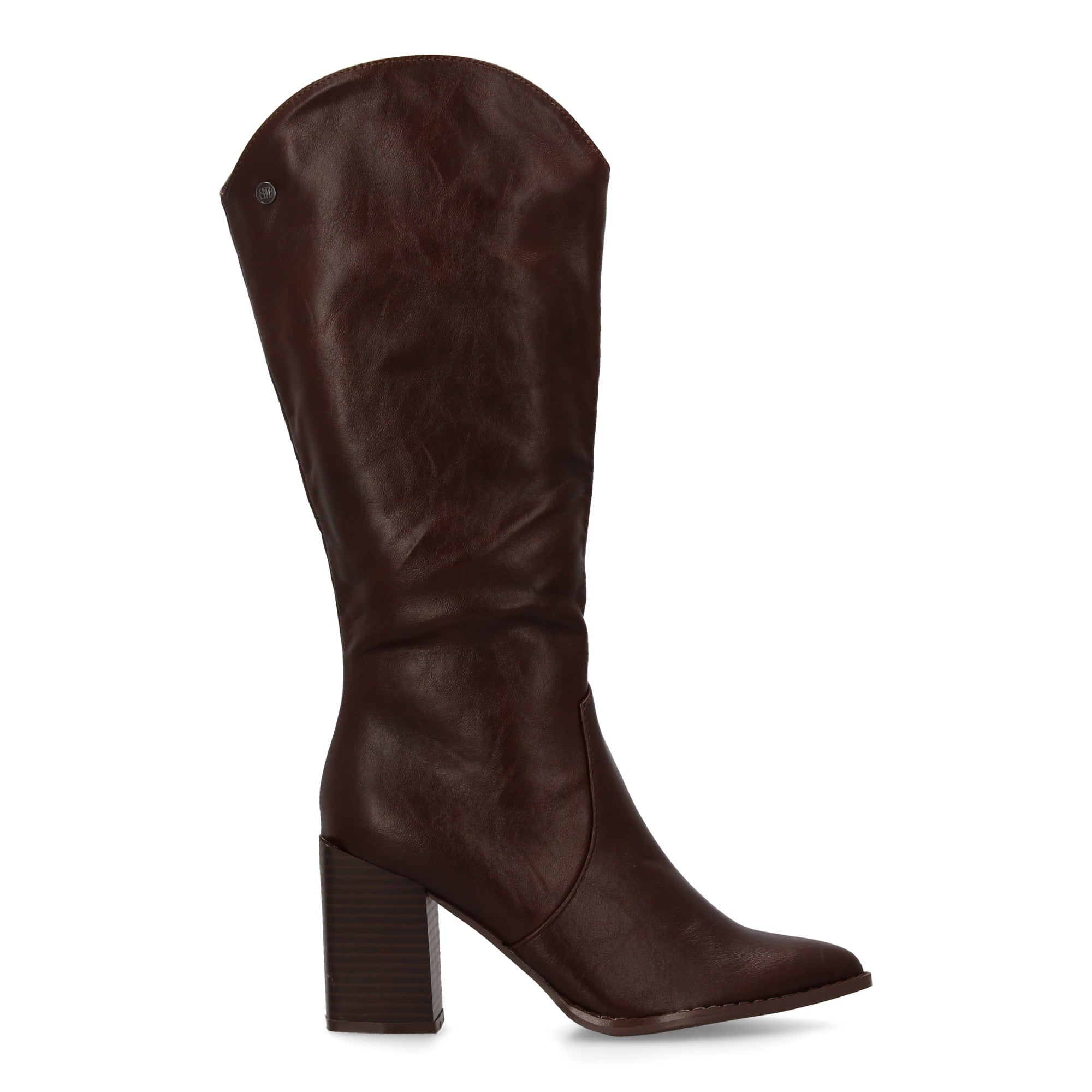 Bota marrón tacón con estampado liso