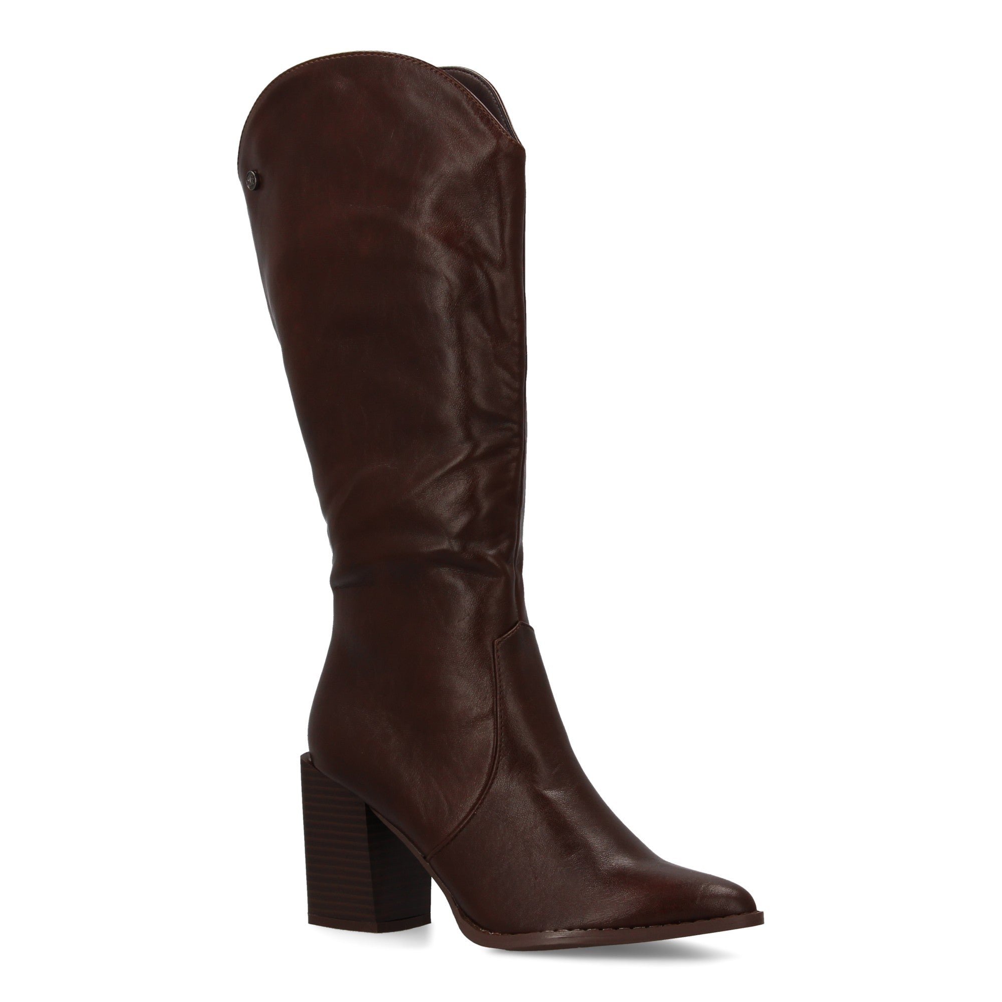 Bota marrón tacón con estampado liso