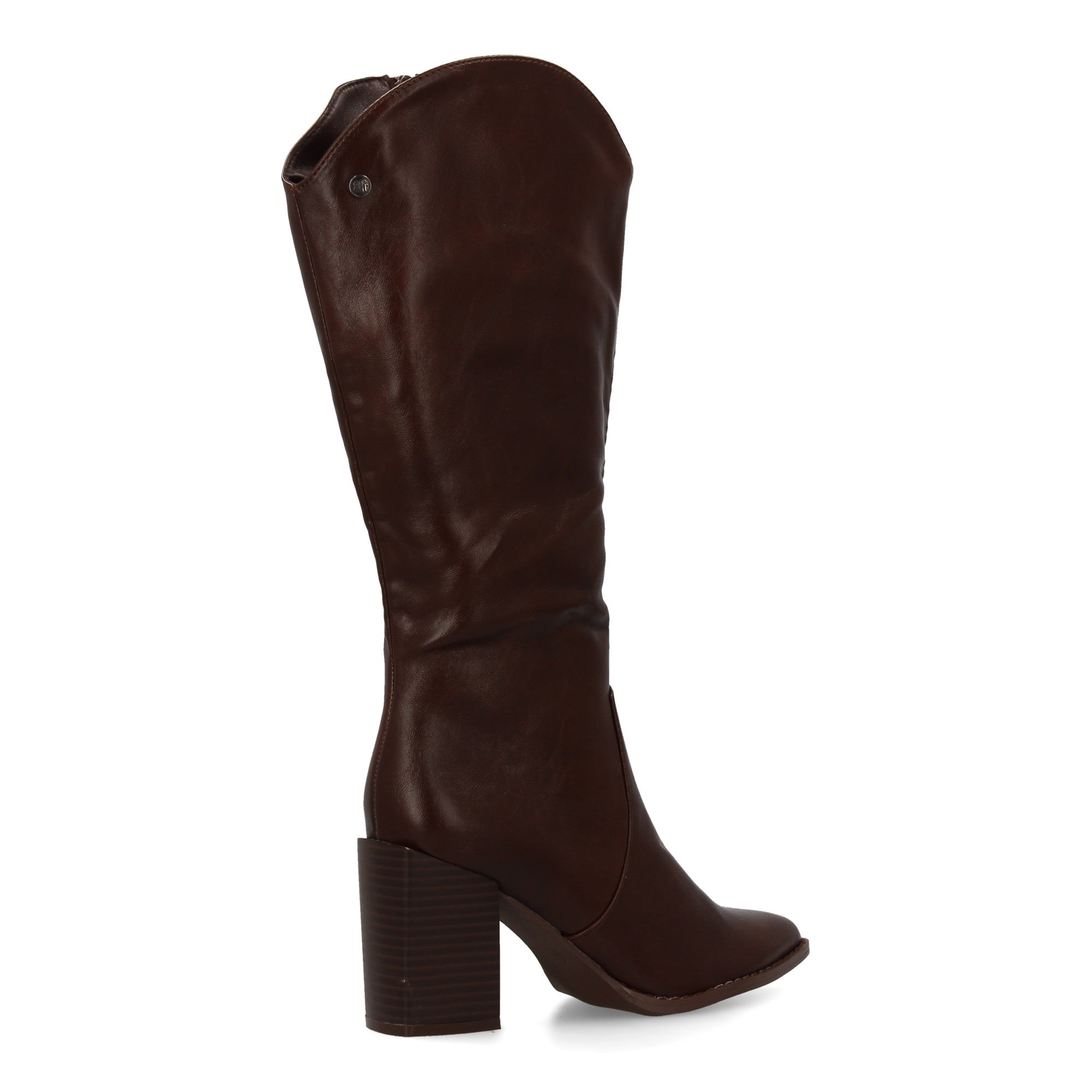 Bota marrón tacón con estampado liso
