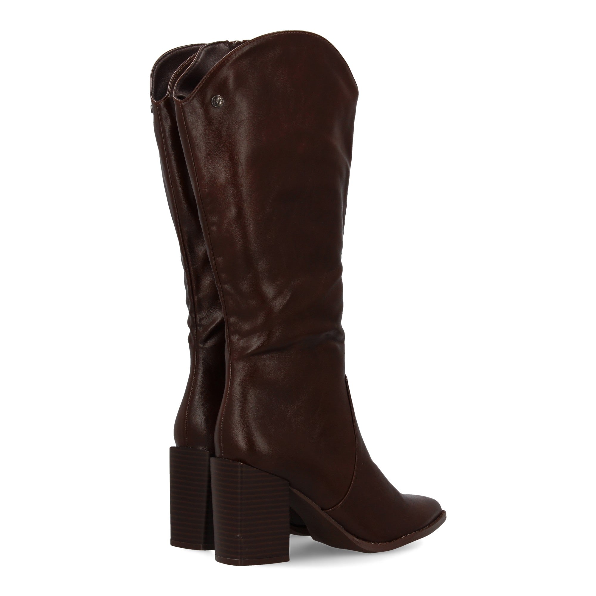 Bota marrón tacón con estampado liso