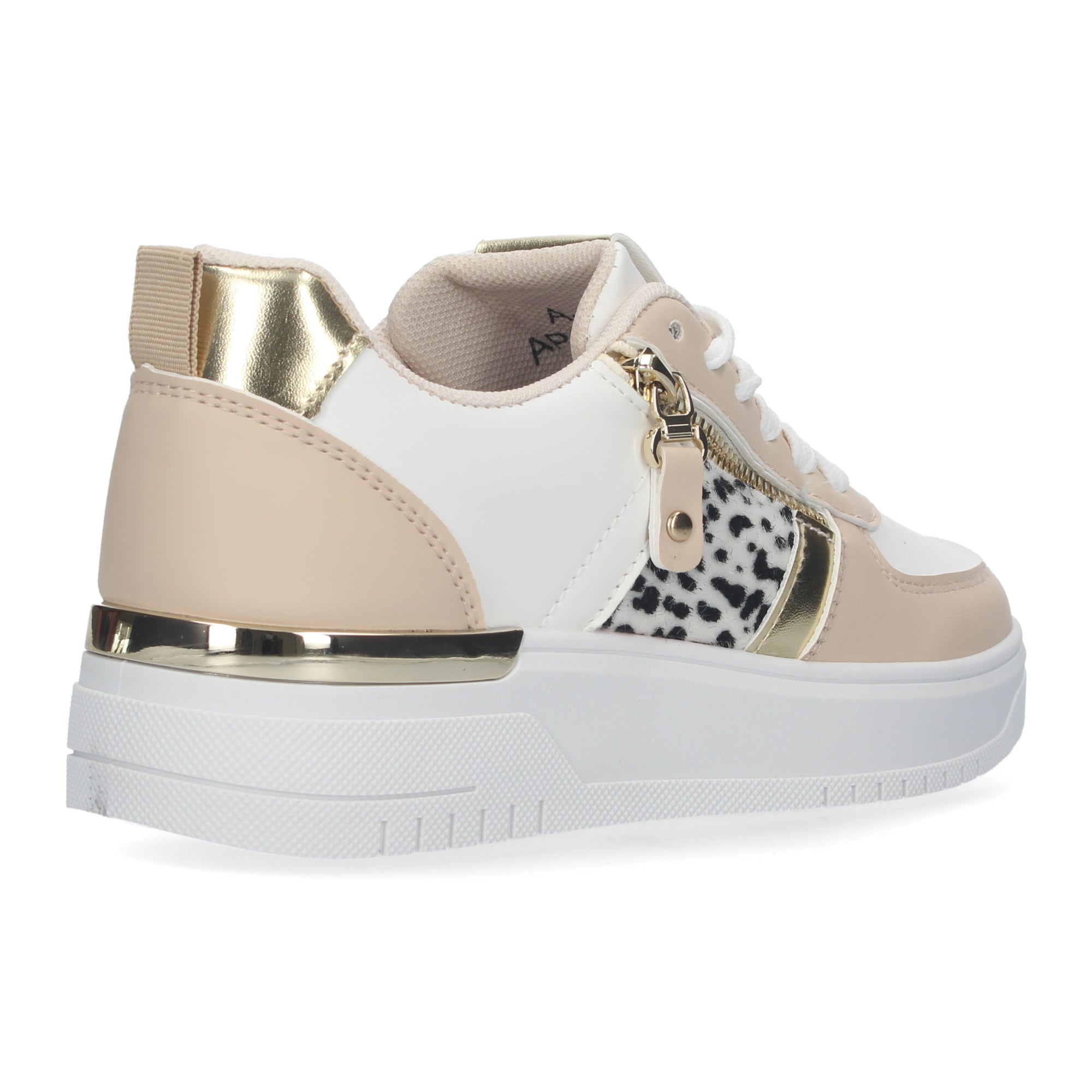 Zapatillas de Mujer Blancas con Animal Print y Detalles Dorados
