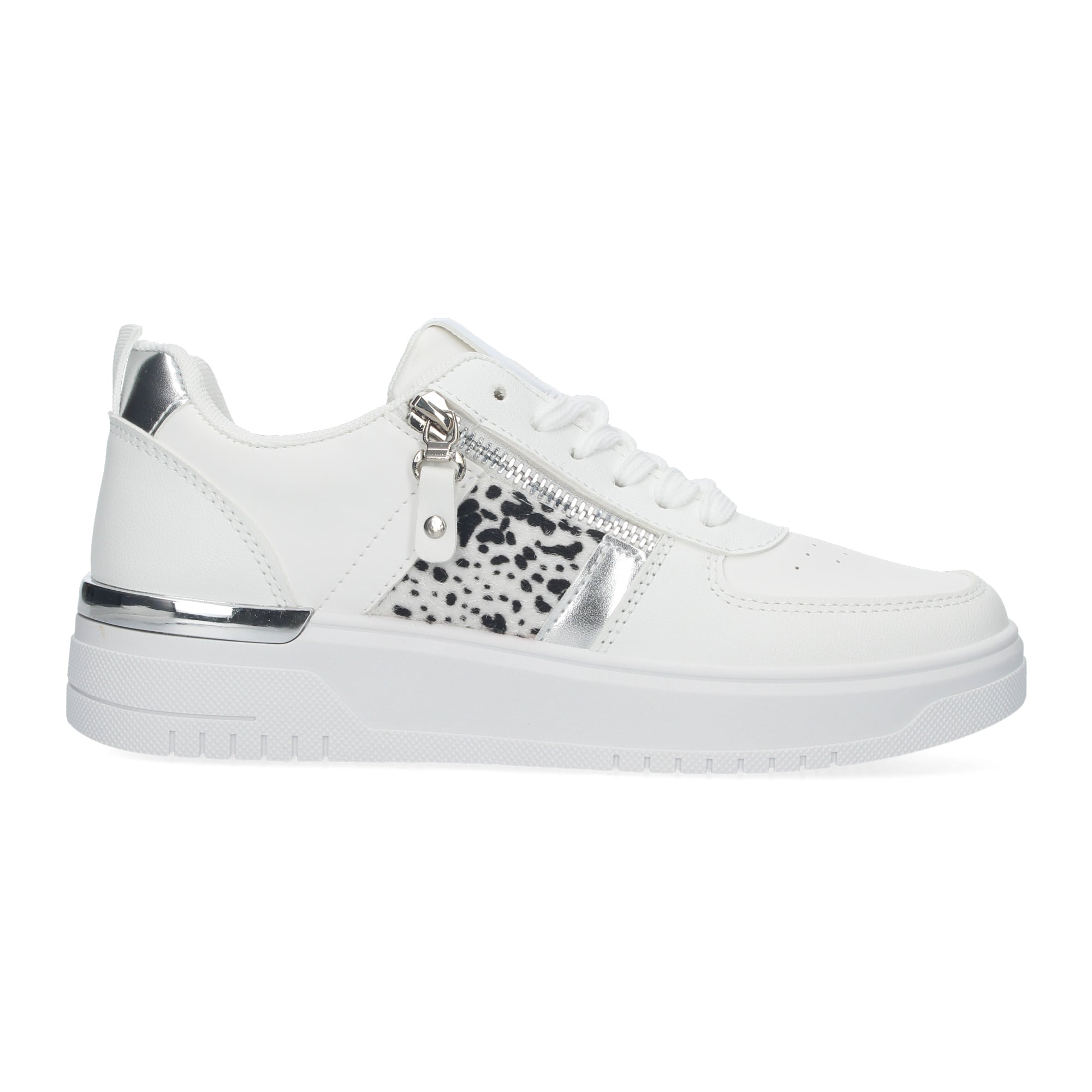 Zapatillas de Mujer Blancas con Animal Print y Detalles Dorados